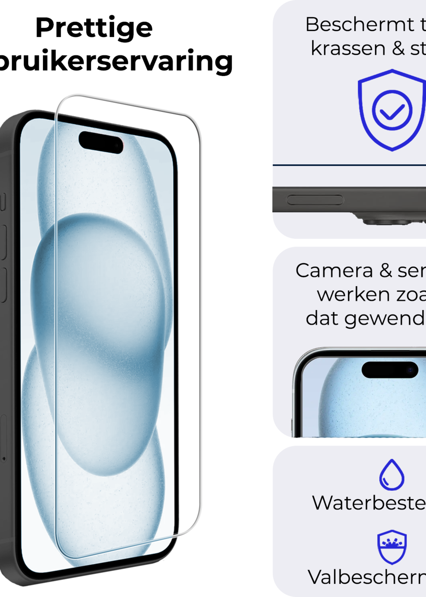 BTH BTH iPhone 15 Screenprotector Met Installatieframe - 2 PACK