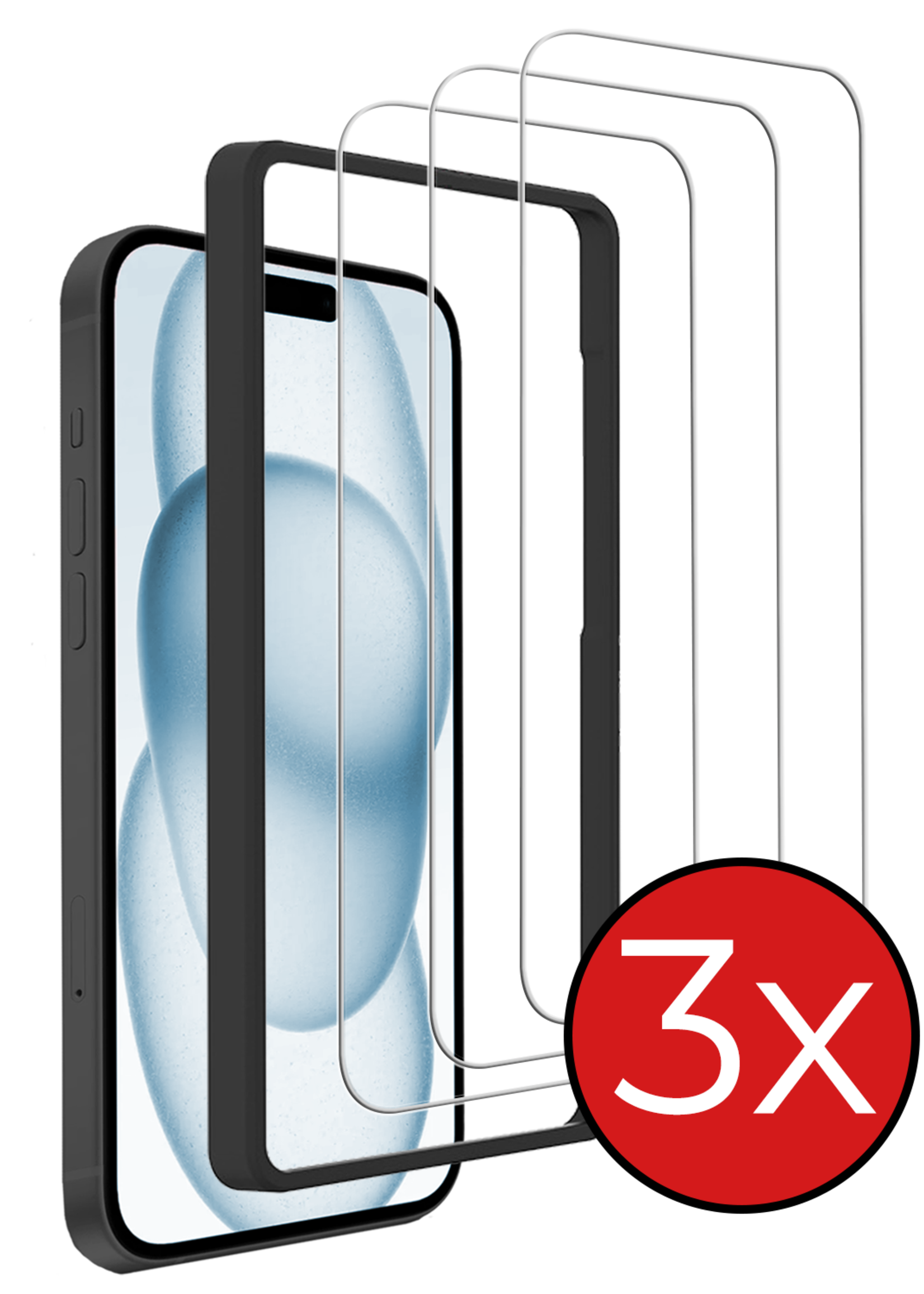 BTH BTH iPhone 15 Screenprotector Met Installatieframe - 3 PACK