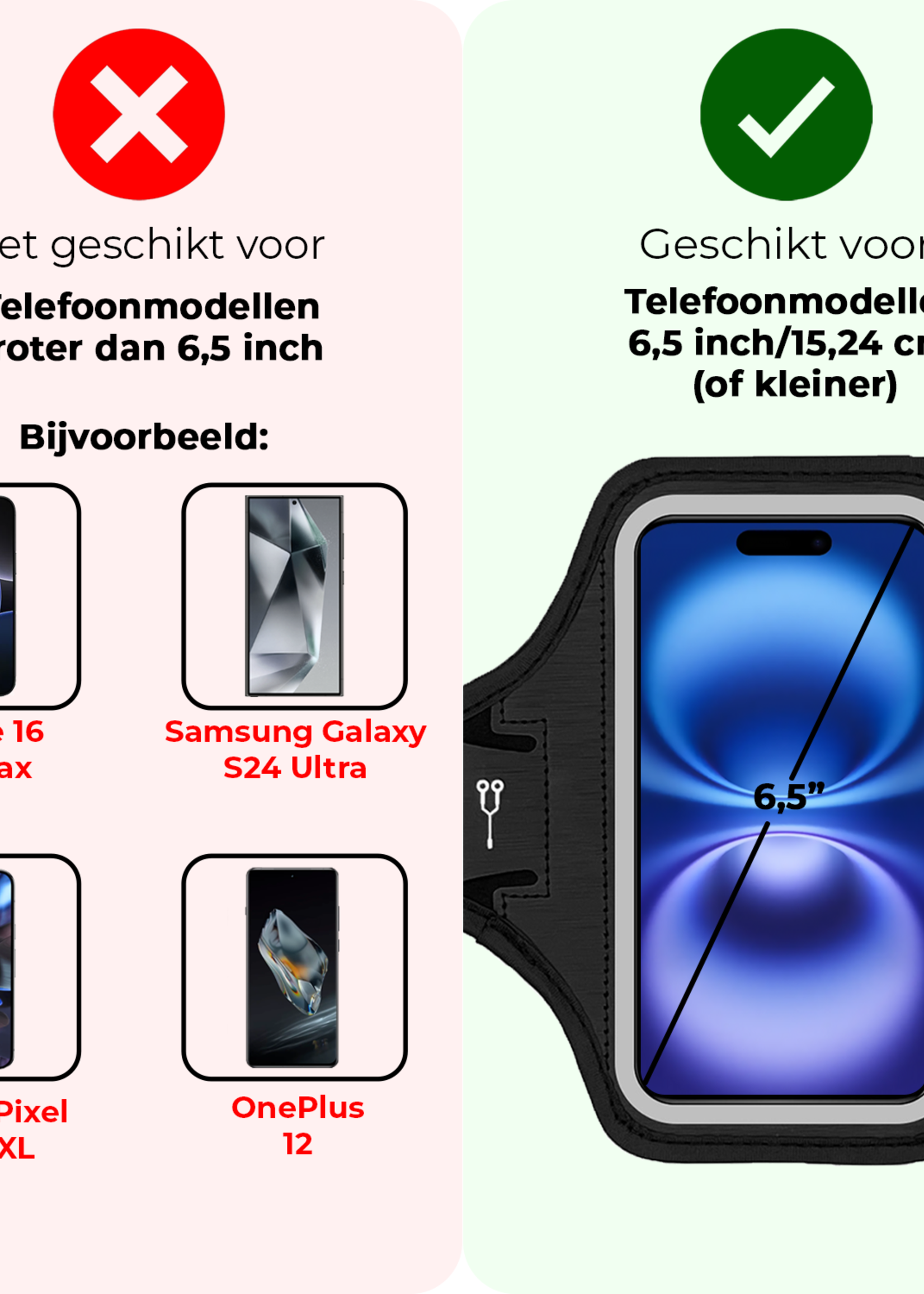 BTH BTH Hardloop Telefoonhouder 6.5 inch - Zwart
