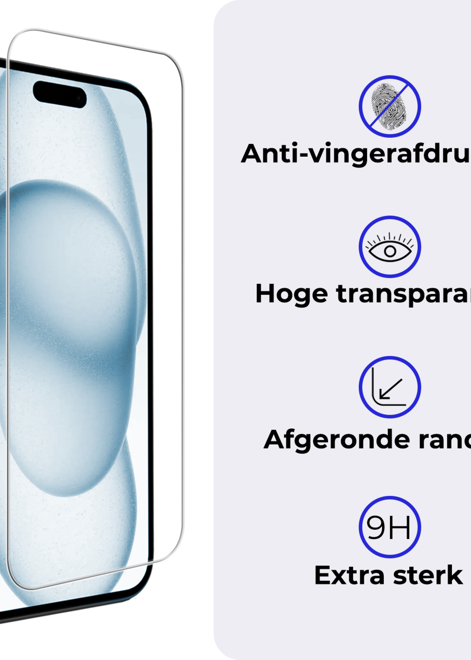 BTH BTH iPhone 15 Screenprotector Met Installatieframe - 2 PACK