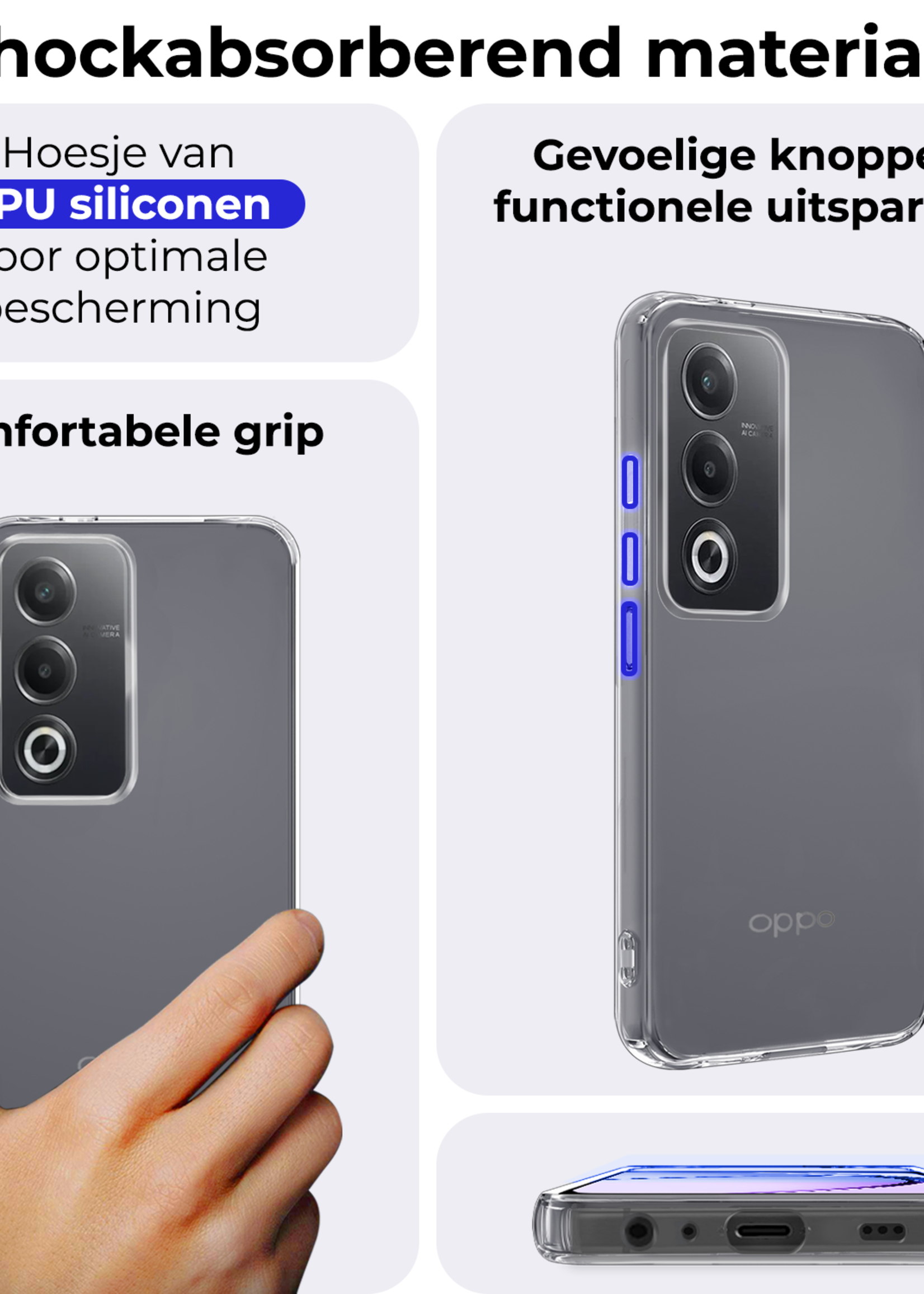 BTH BTH OPPO A80 Hoesje Siliconen - Transparant - 2 PACK