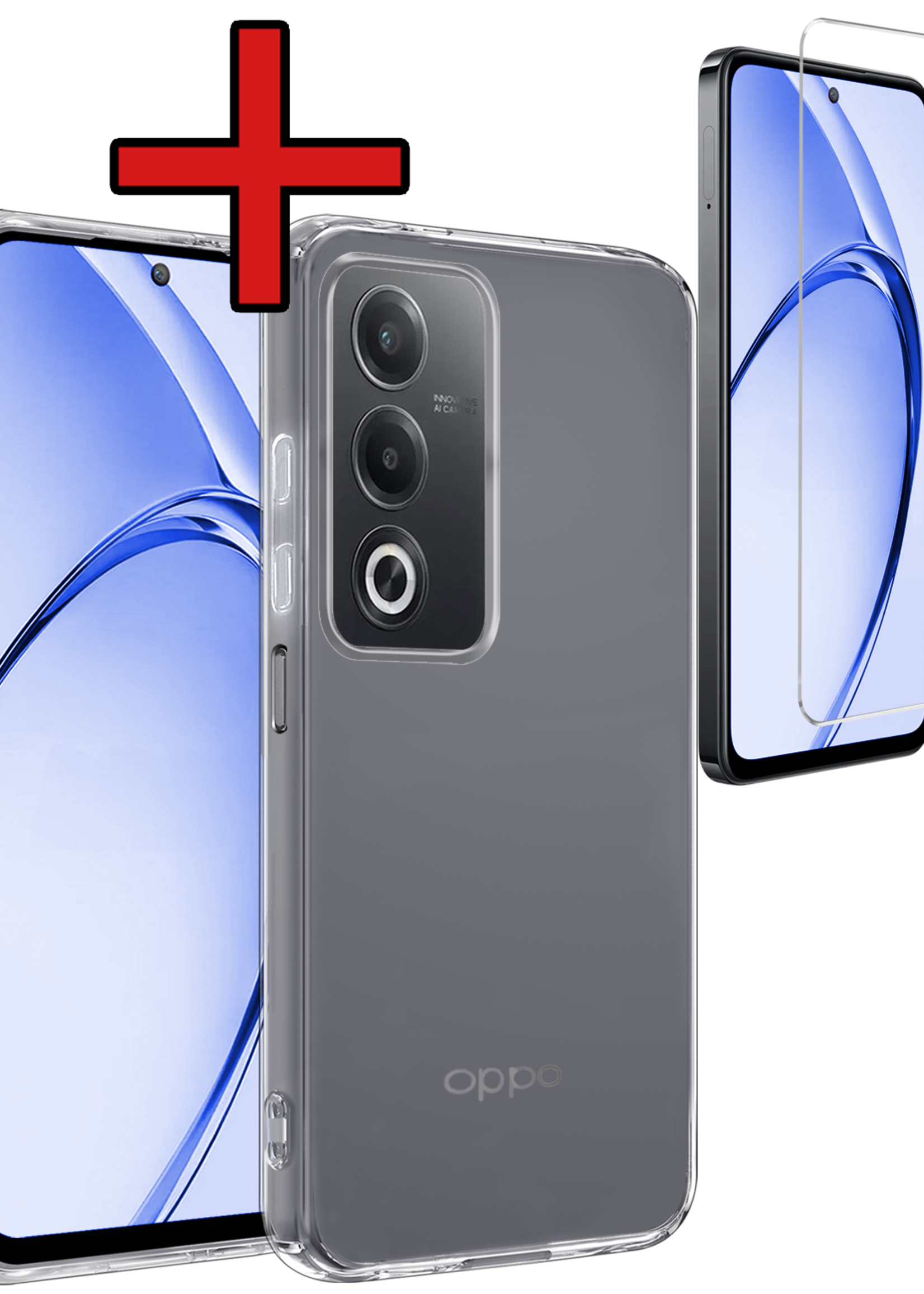 BTH BTH OPPO A80 Hoesje Siliconen Met Screenprotector - Transparant