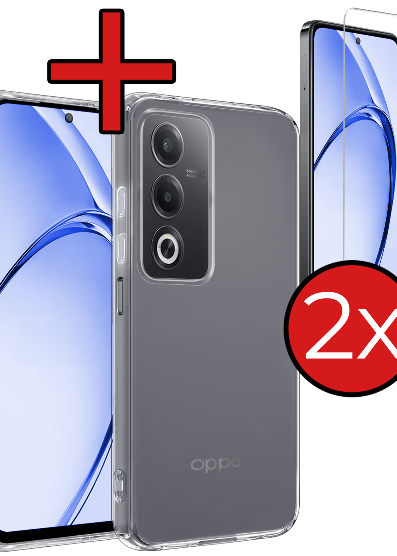 BTH BTH OPPO A80 Hoesje Siliconen Met 2x Screenprotector - Transparant