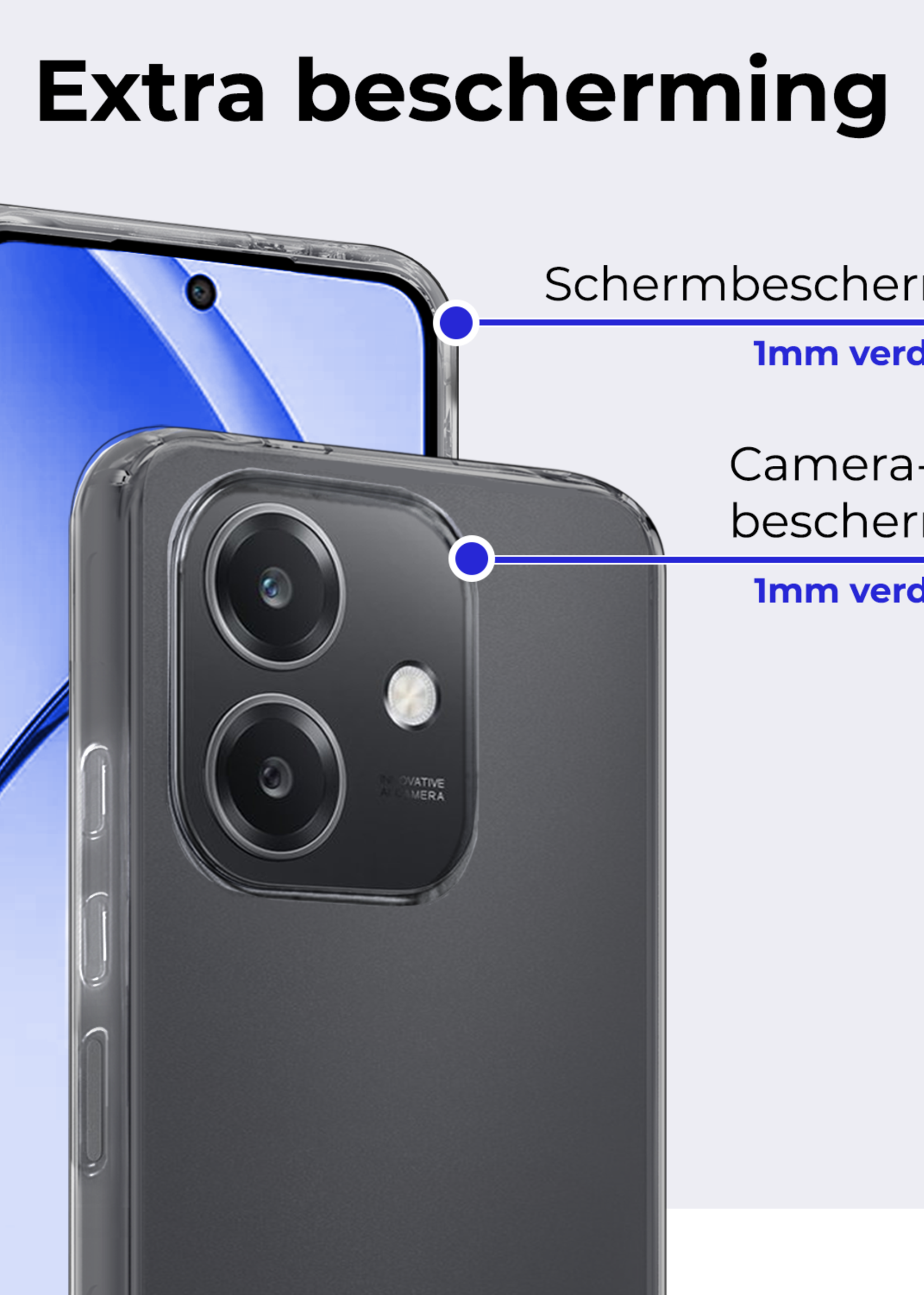 BTH BTH OPPO A40 Hoesje Siliconen Met Screenprotector - Transparant