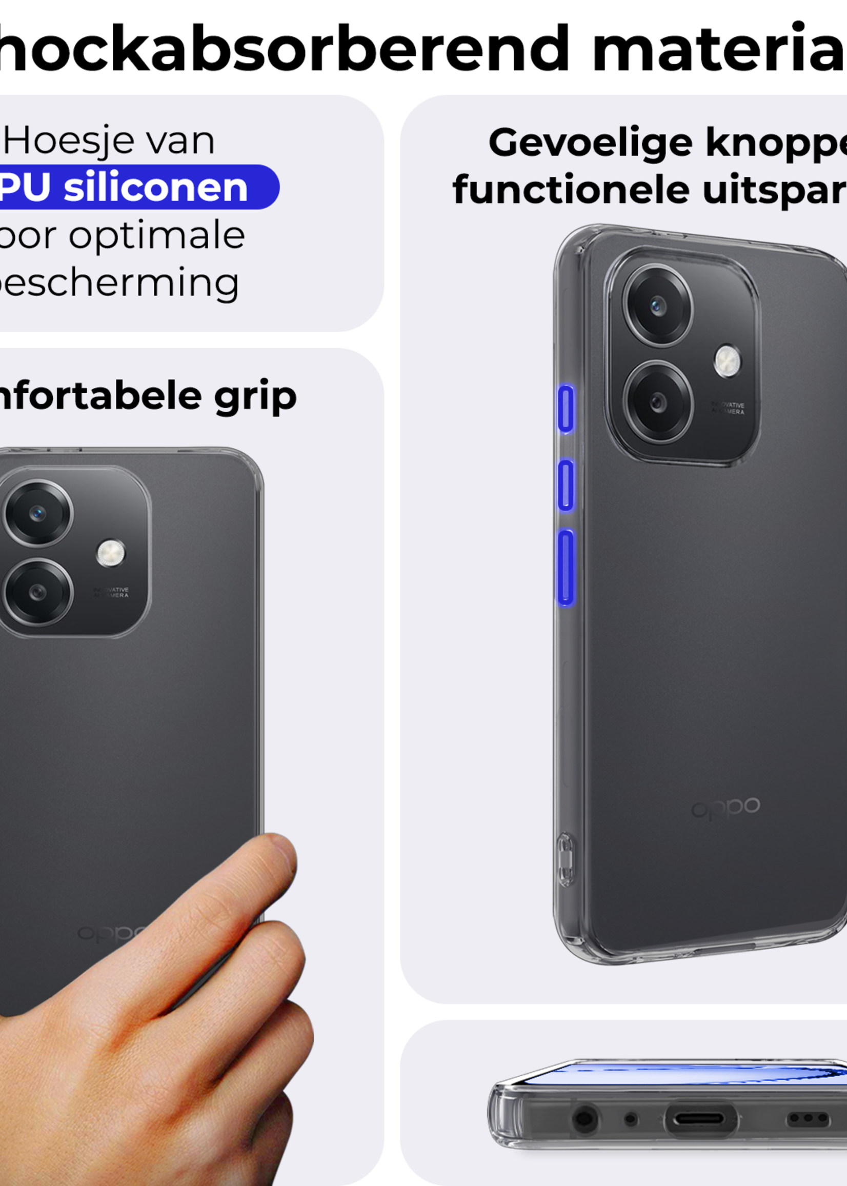 BTH BTH OPPO A40 Hoesje Siliconen Met Screenprotector - Transparant