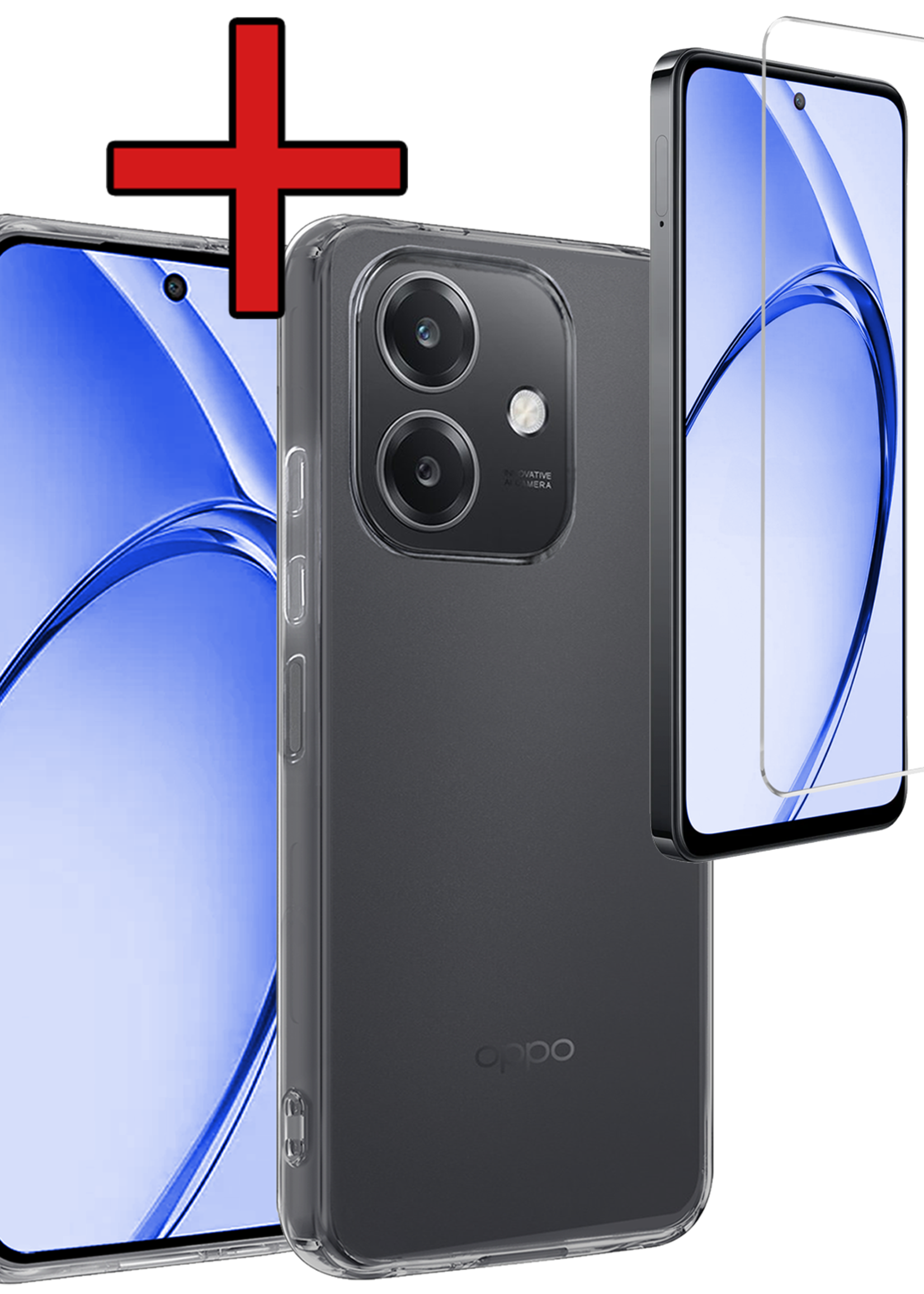 BTH BTH OPPO A40 Hoesje Siliconen Met Screenprotector - Transparant