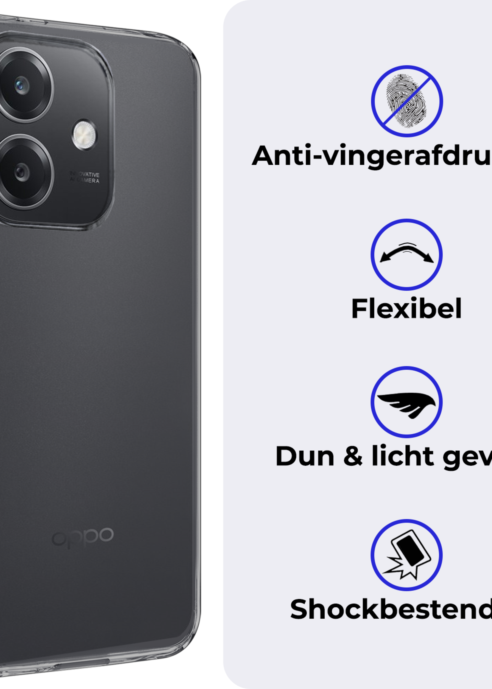 BTH BTH OPPO A40 Hoesje Siliconen Met Screenprotector - Transparant