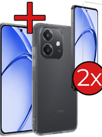 BTH BTH OPPO A40m Hoesje Siliconen Met 2x Screenprotector - Transparant