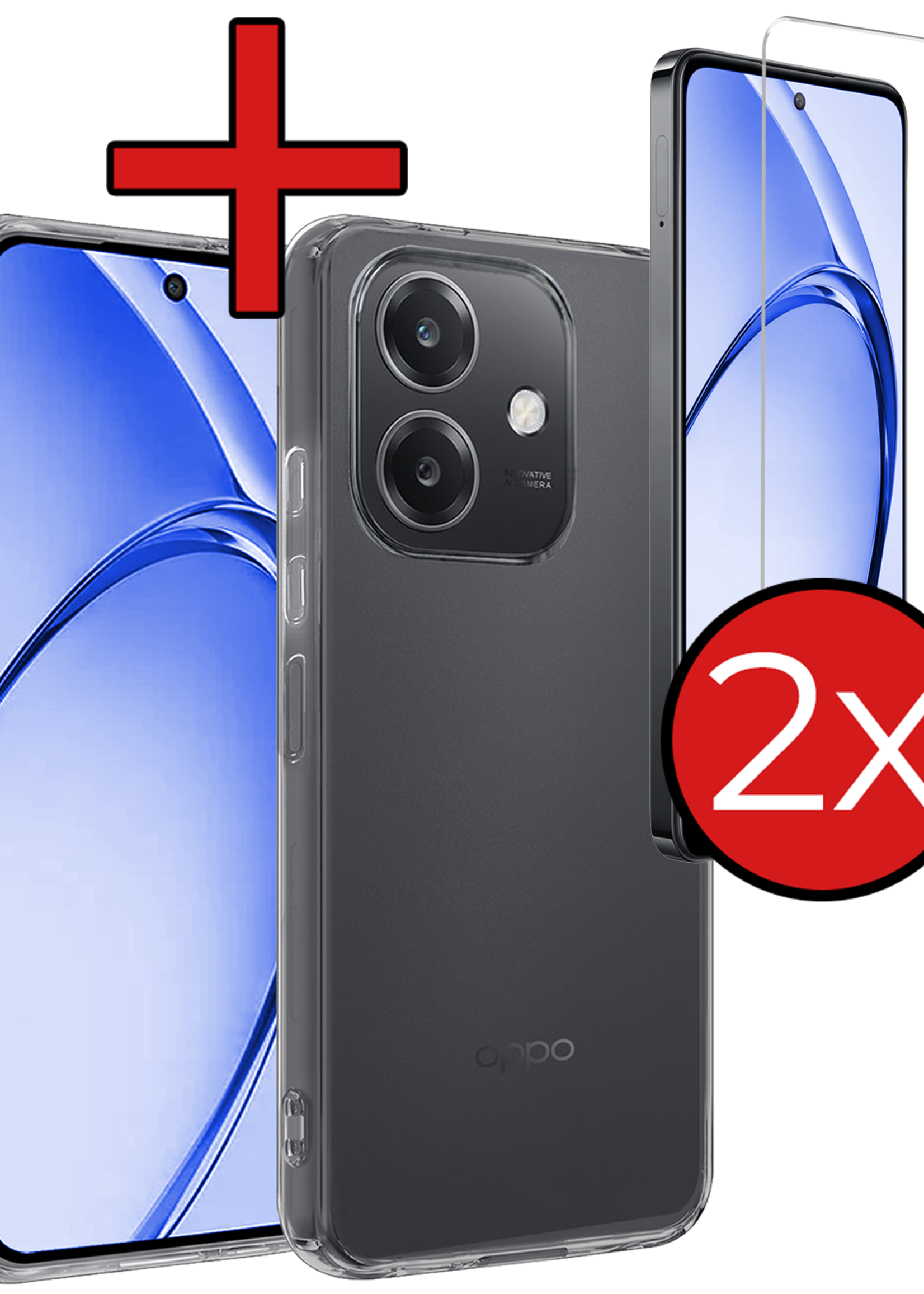 BTH BTH OPPO A40m Hoesje Siliconen Met 2x Screenprotector - Transparant