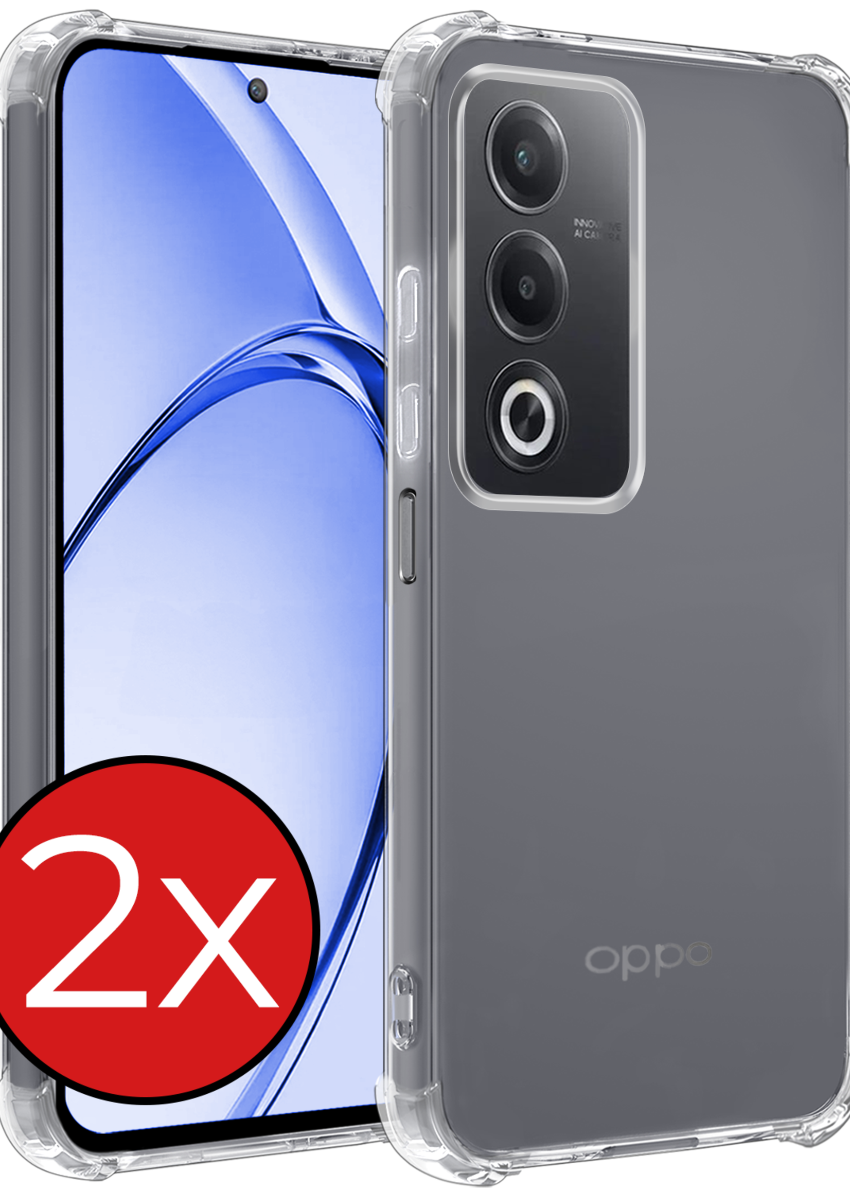 BTH BTH OPPO A80 Hoesje Shockproof - Transparant - 2 PACK