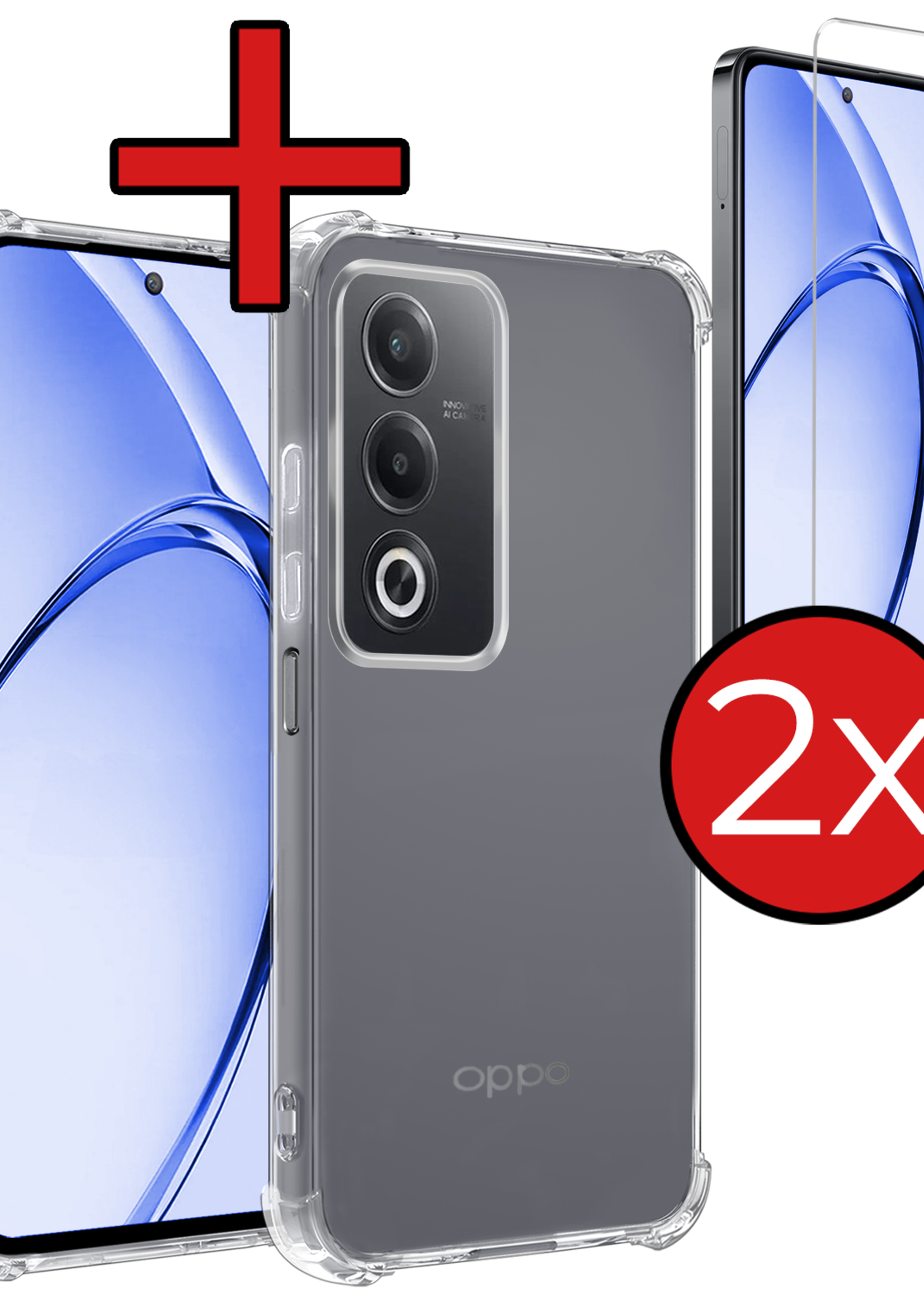 BTH BTH OPPO A80 Hoesje Shockproof Met 2x Screenprotector