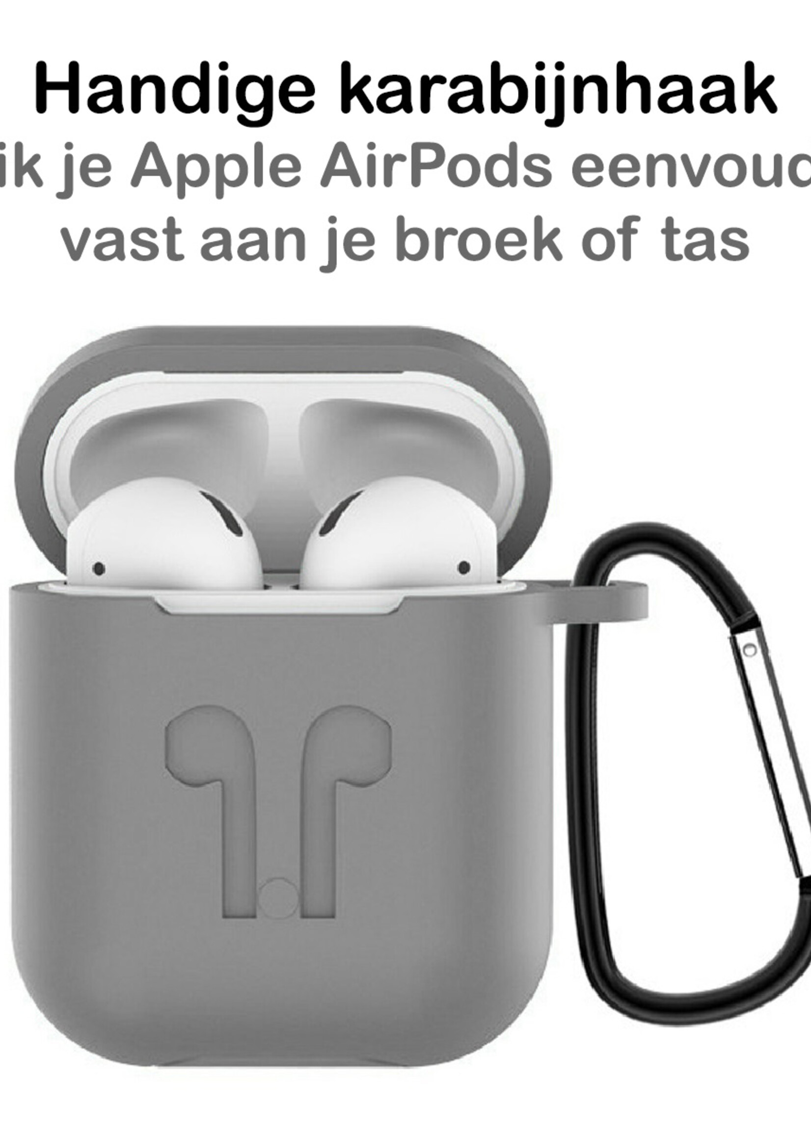 BTH 3-in-1 Siliconen Bescherm Hoesje Case Cover voor Apple AirPods 1 Grijs