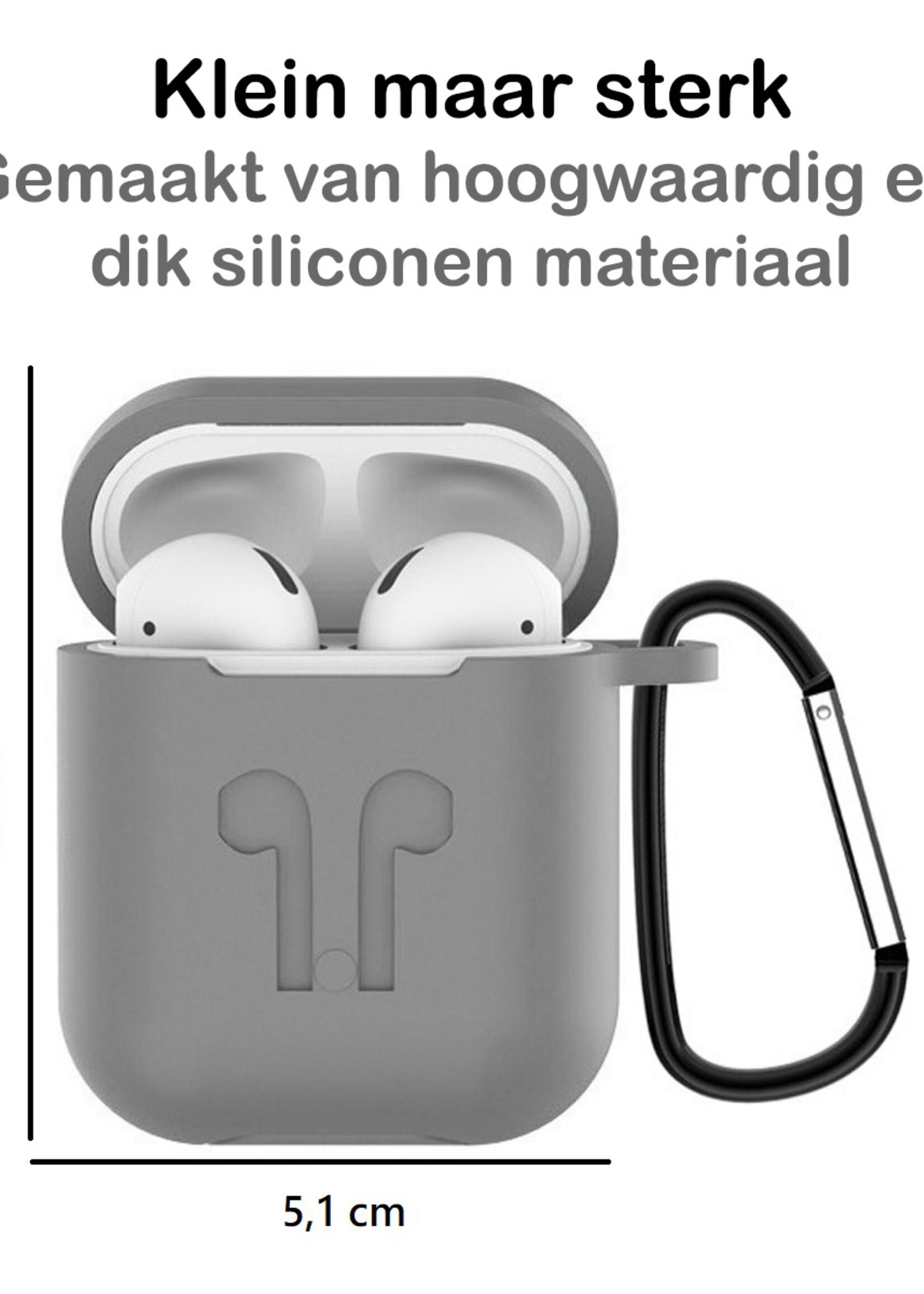 BTH 3-in-1 Siliconen Bescherm Hoesje Case Cover voor Apple AirPods 1 Grijs