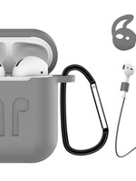 BTH BTH 3-in-1 Siliconen Bescherm Hoesje Case Cover voor Apple AirPods 2 Grijs