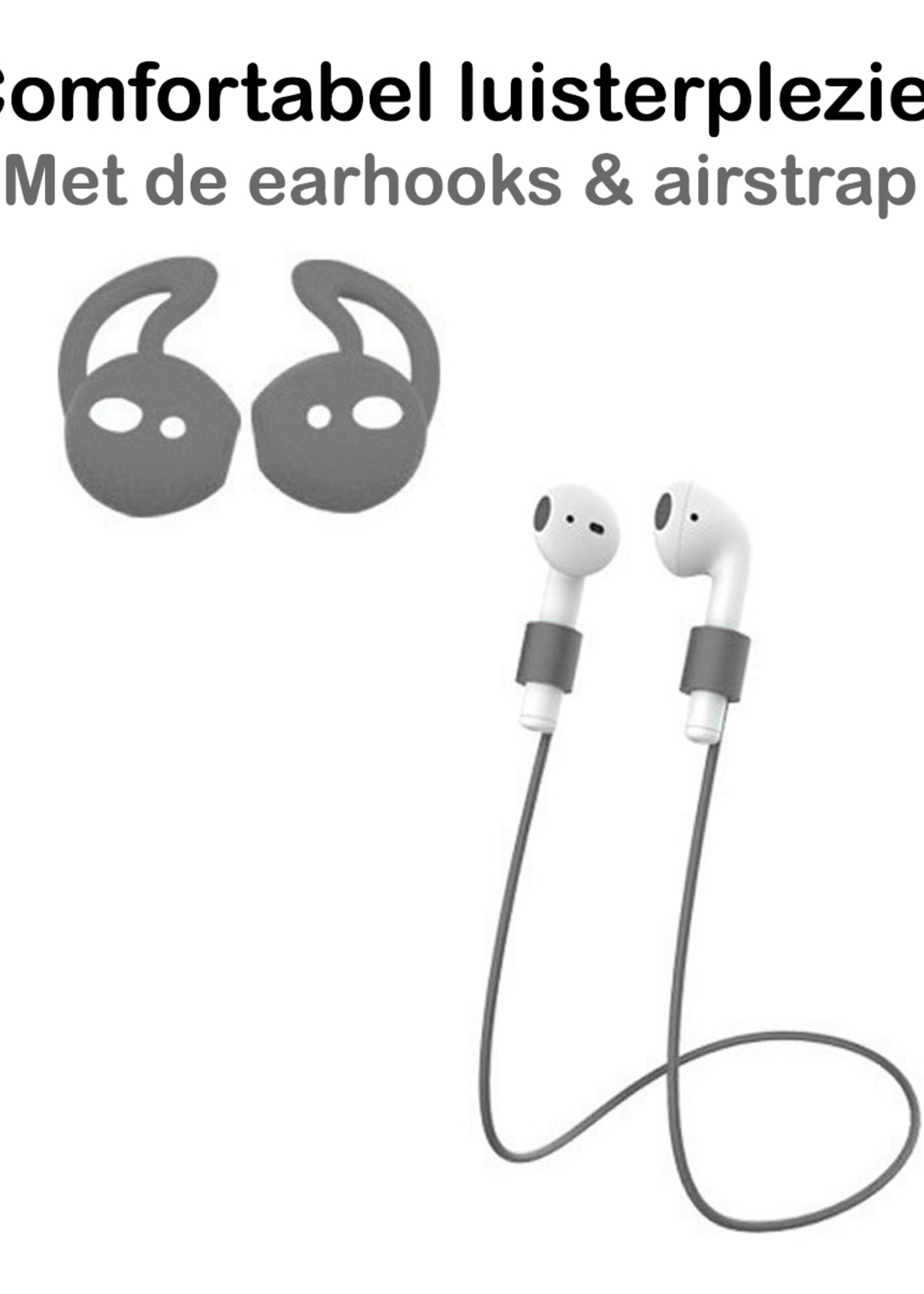 BTH 3-in-1 Siliconen Bescherm Hoesje Case Cover voor Apple AirPods 2 Grijs