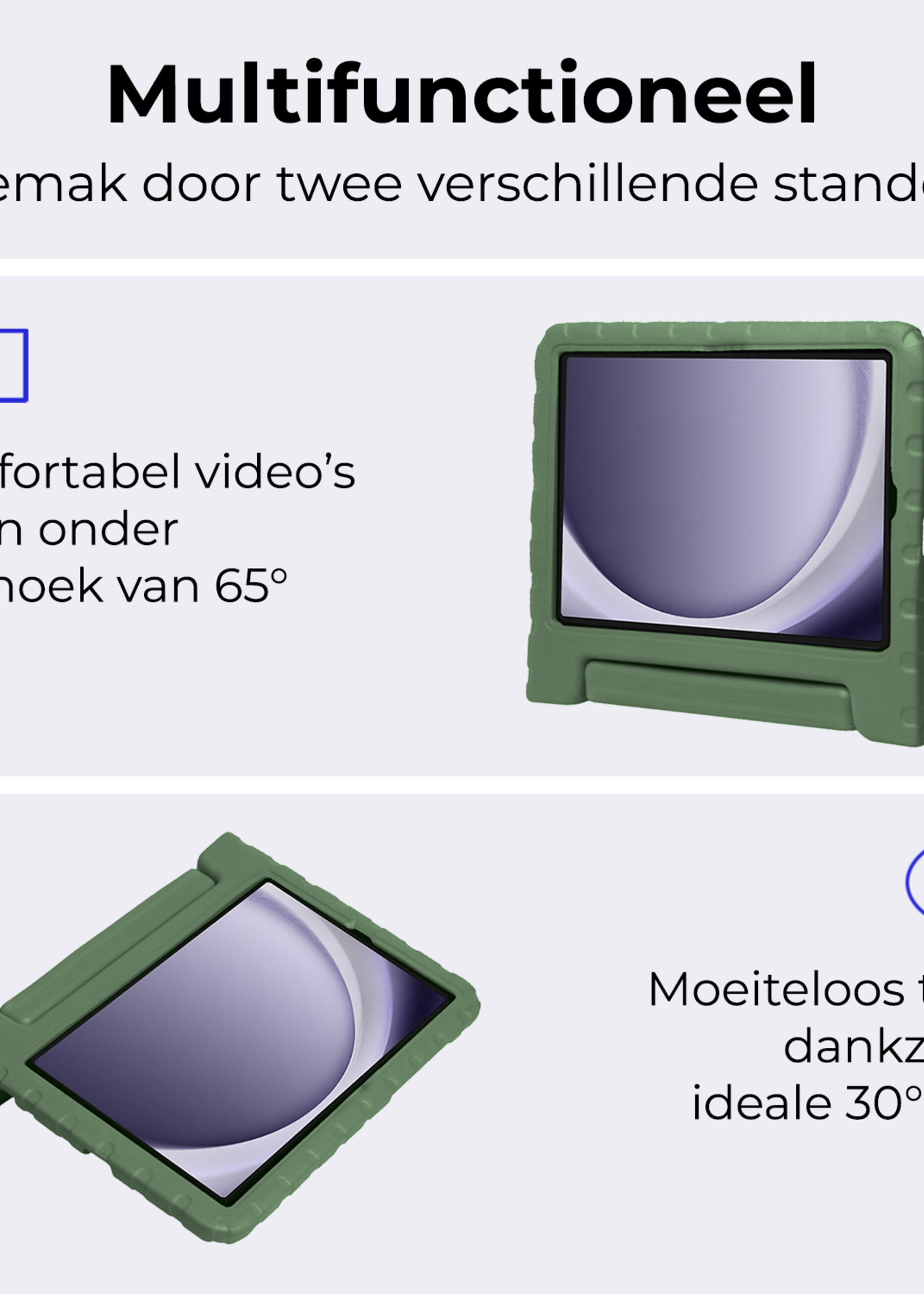BTH BTH Samsung Galaxy Tab A9 Plus Kinderhoes Met 2x Screenprotector - Donkergroen