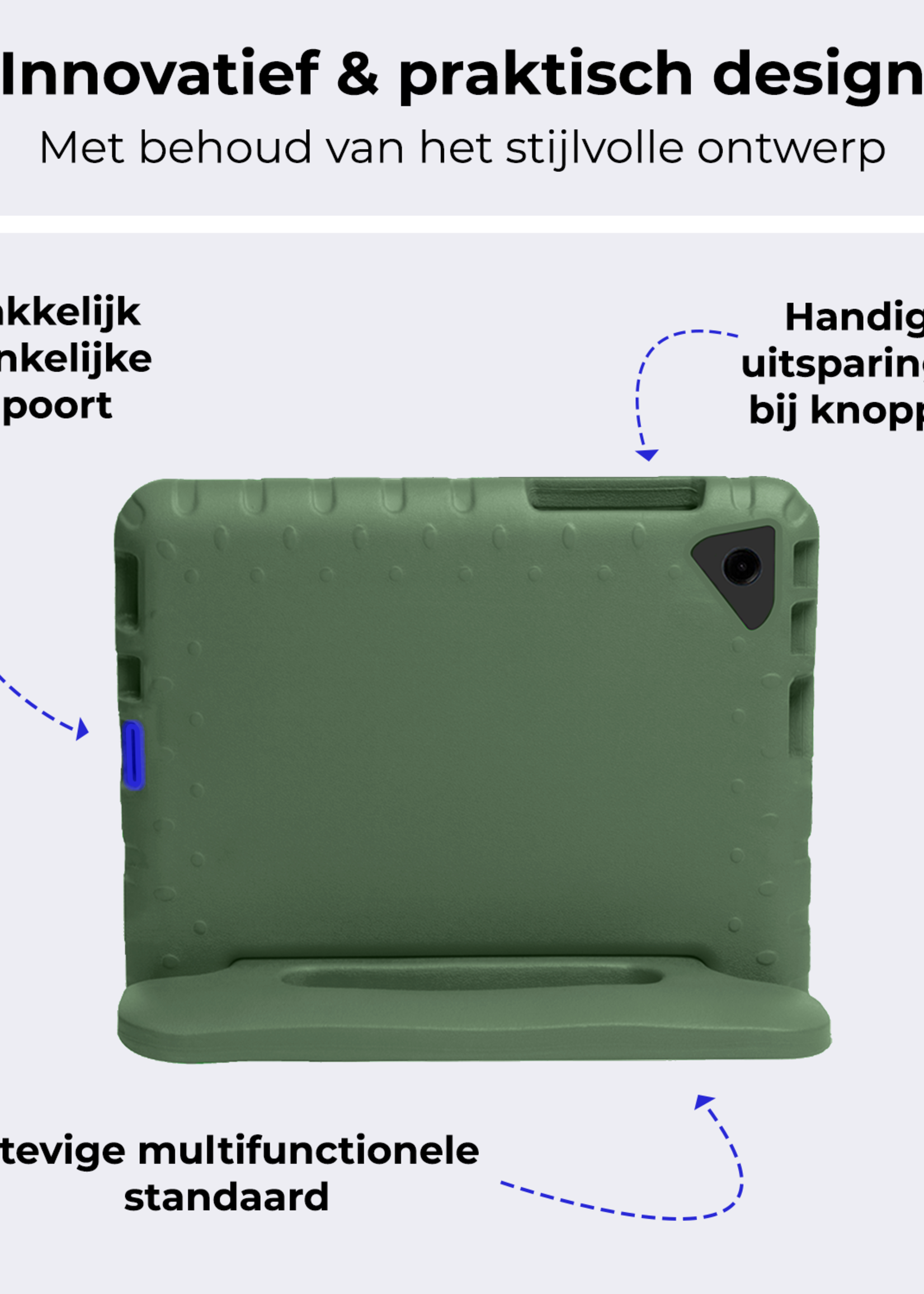 BTH BTH Samsung Galaxy Tab A9 Plus Kinderhoes Met 2x Screenprotector - Donkergroen