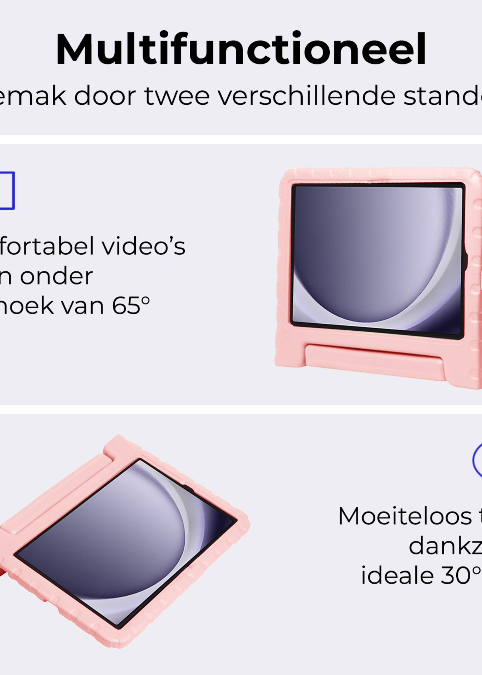 BTH BTH Samsung Galaxy Tab A9 Plus Kinderhoes Met 2x Screenprotector - Zalm