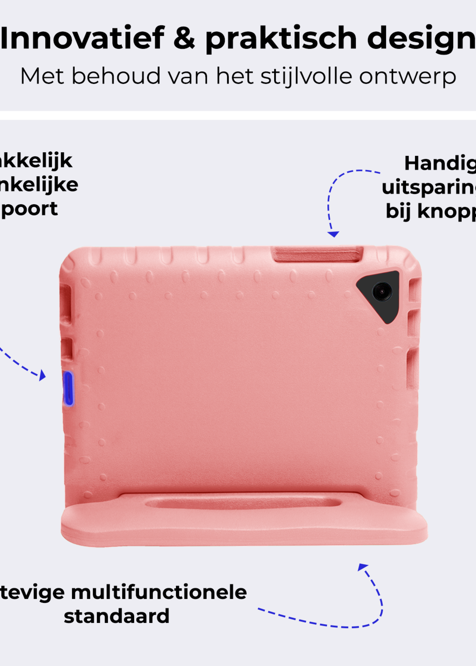 BTH BTH Samsung Galaxy Tab A9 Plus Kinderhoes Met 2x Screenprotector - Zalm