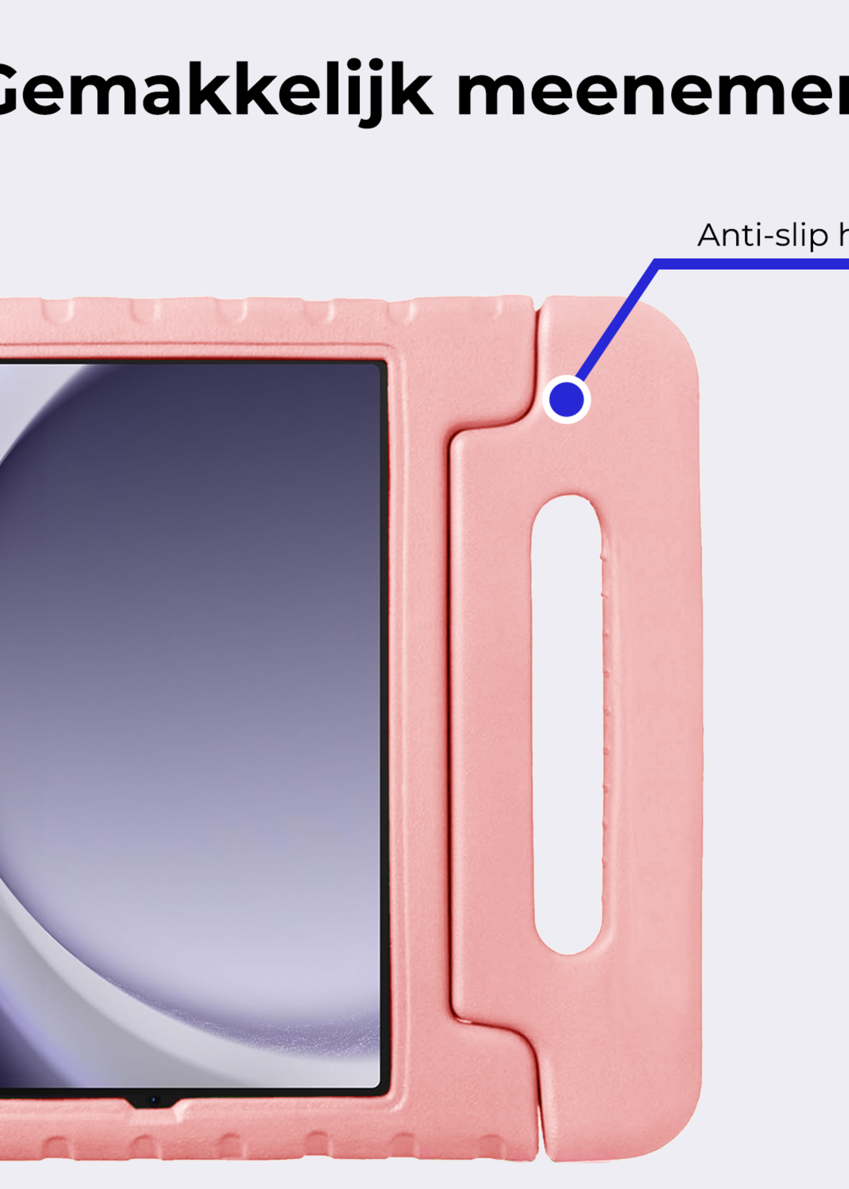 BTH BTH Samsung Galaxy Tab A9 Plus Kinderhoes Met 2x Screenprotector - Zalm
