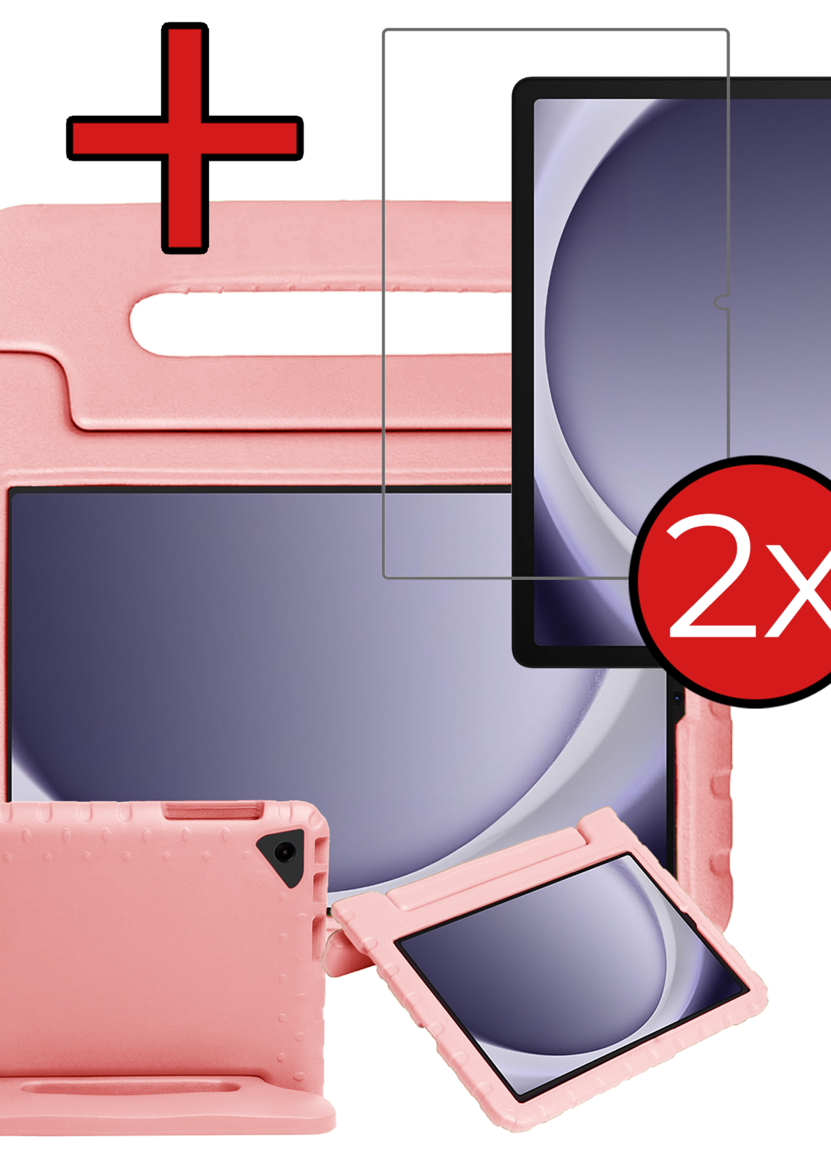 BTH BTH Samsung Galaxy Tab A9 Plus Kinderhoes Met 2x Screenprotector - Zalm