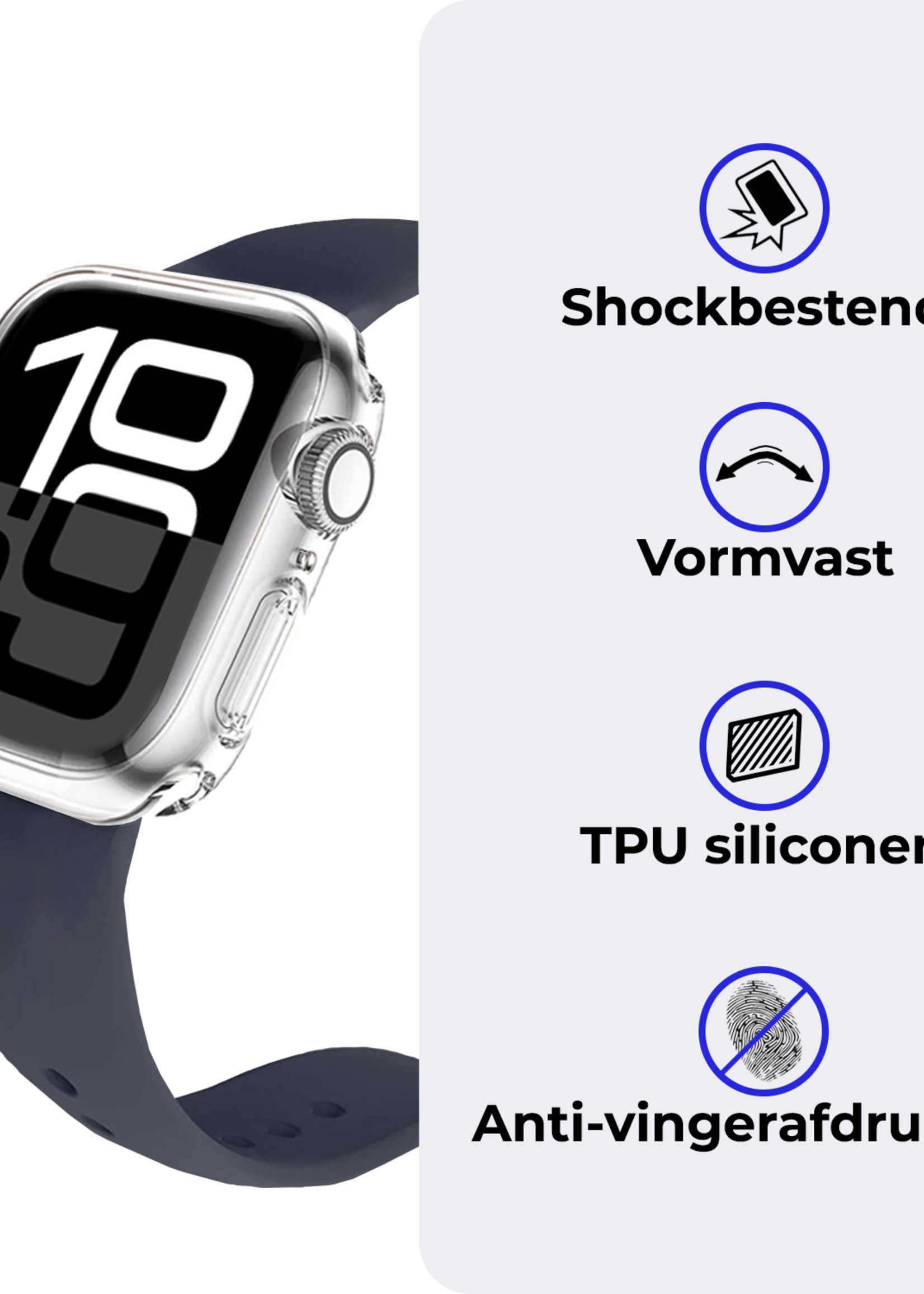 BTH BTH Apple Watch Series 10 Hoesje Siliconen Transparant - 46 mm