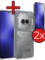 BTH BTH Nothing Phone (2a) Hoesje Siliconen Met 2x Screenprotector - Transparant