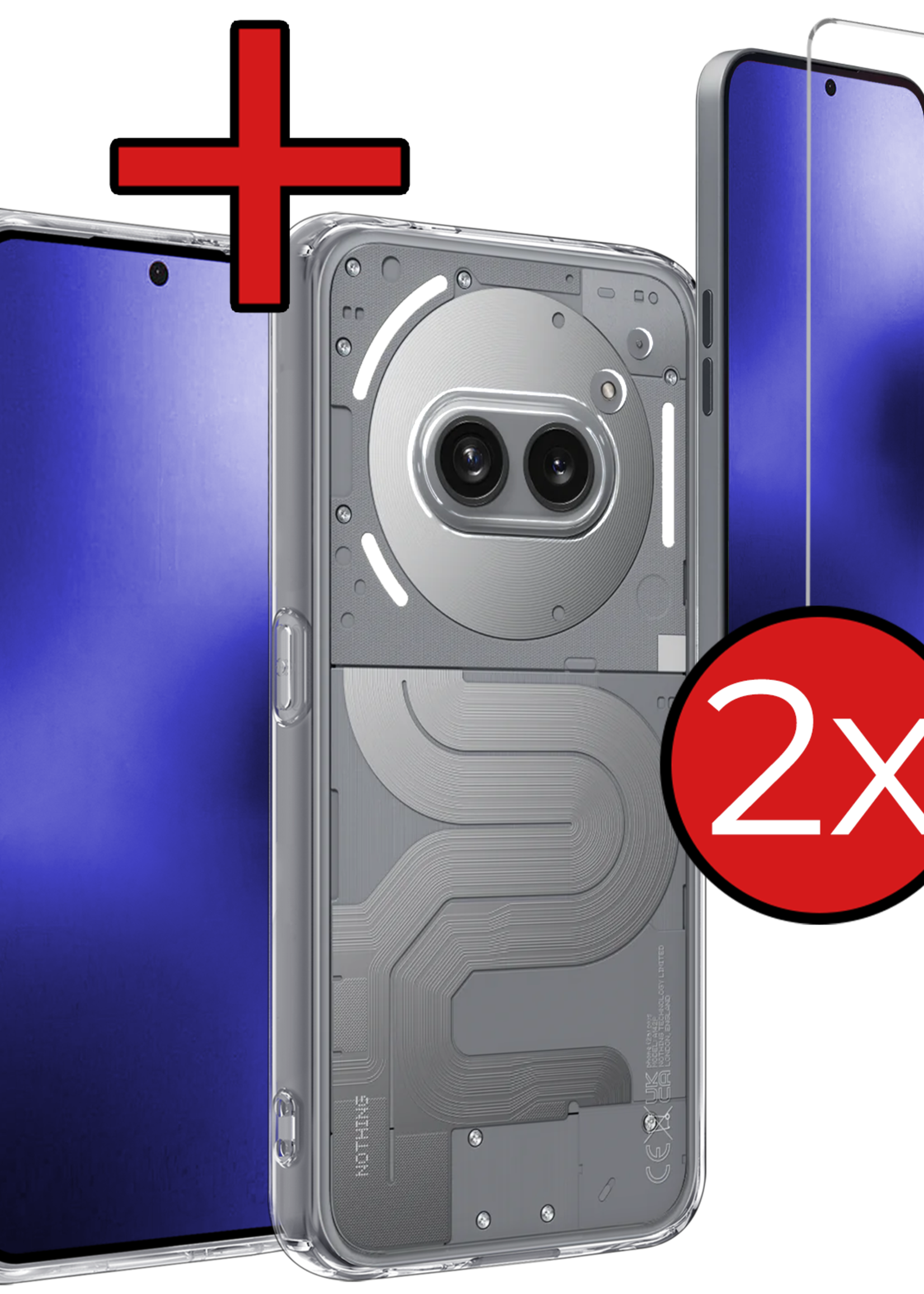 BTH BTH Nothing Phone (2a) Hoesje Siliconen Met 2x Screenprotector - Transparant