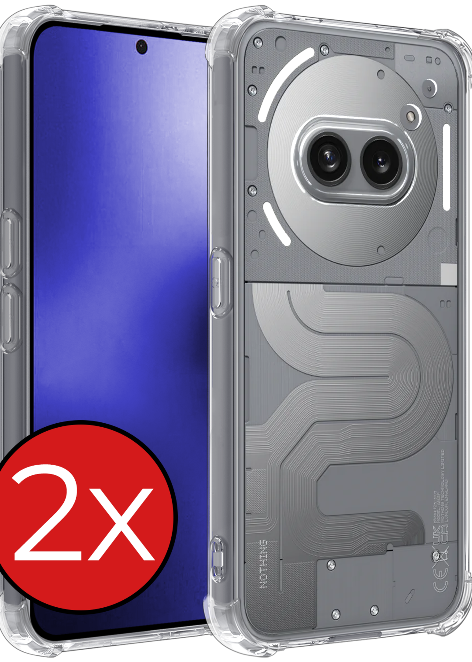 BTH BTH Nothing Phone (2a) Plus Hoesje Shockproof - Transparant - 2 PACK