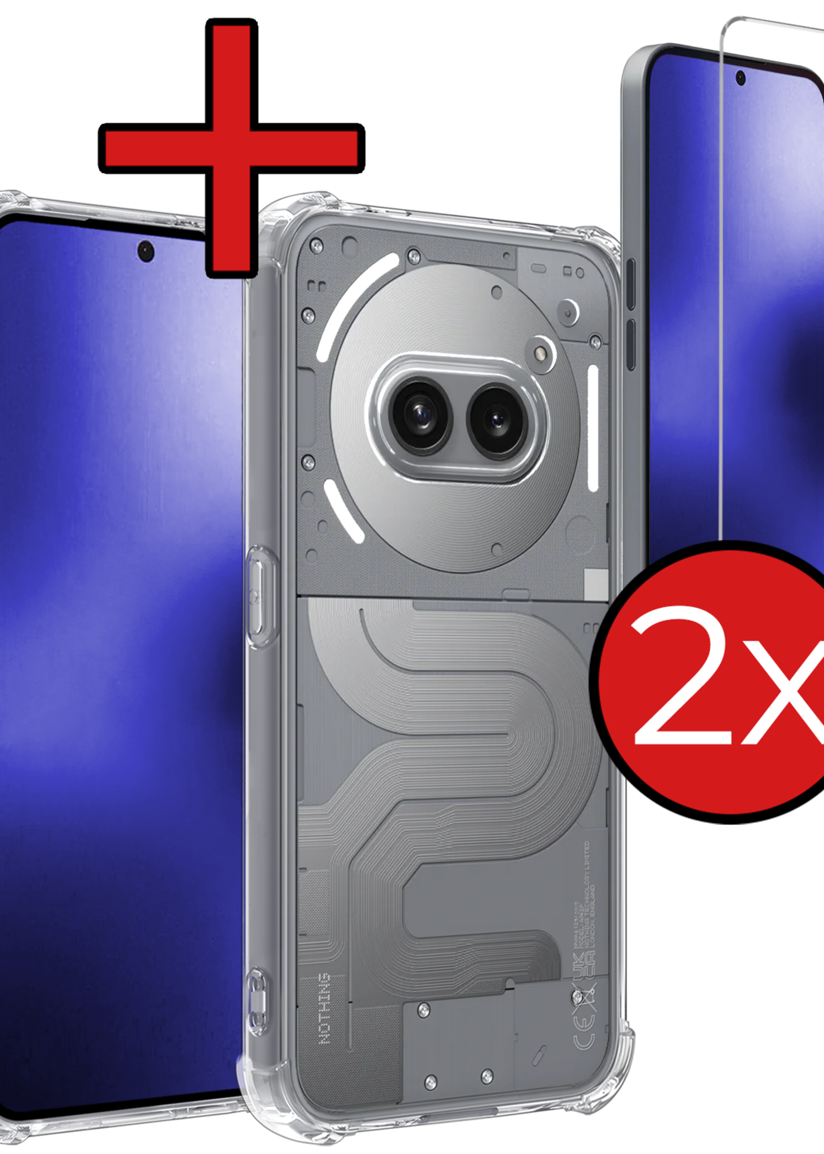BTH BTH Nothing Phone (2a) Plus Hoesje Shockproof Met 2x Screenprotector
