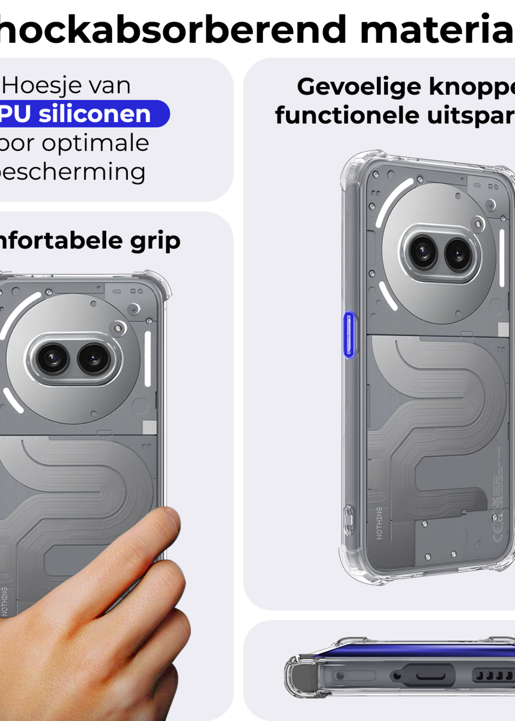 BTH BTH Nothing Phone (2a) Plus Hoesje Shockproof Met 2x Screenprotector