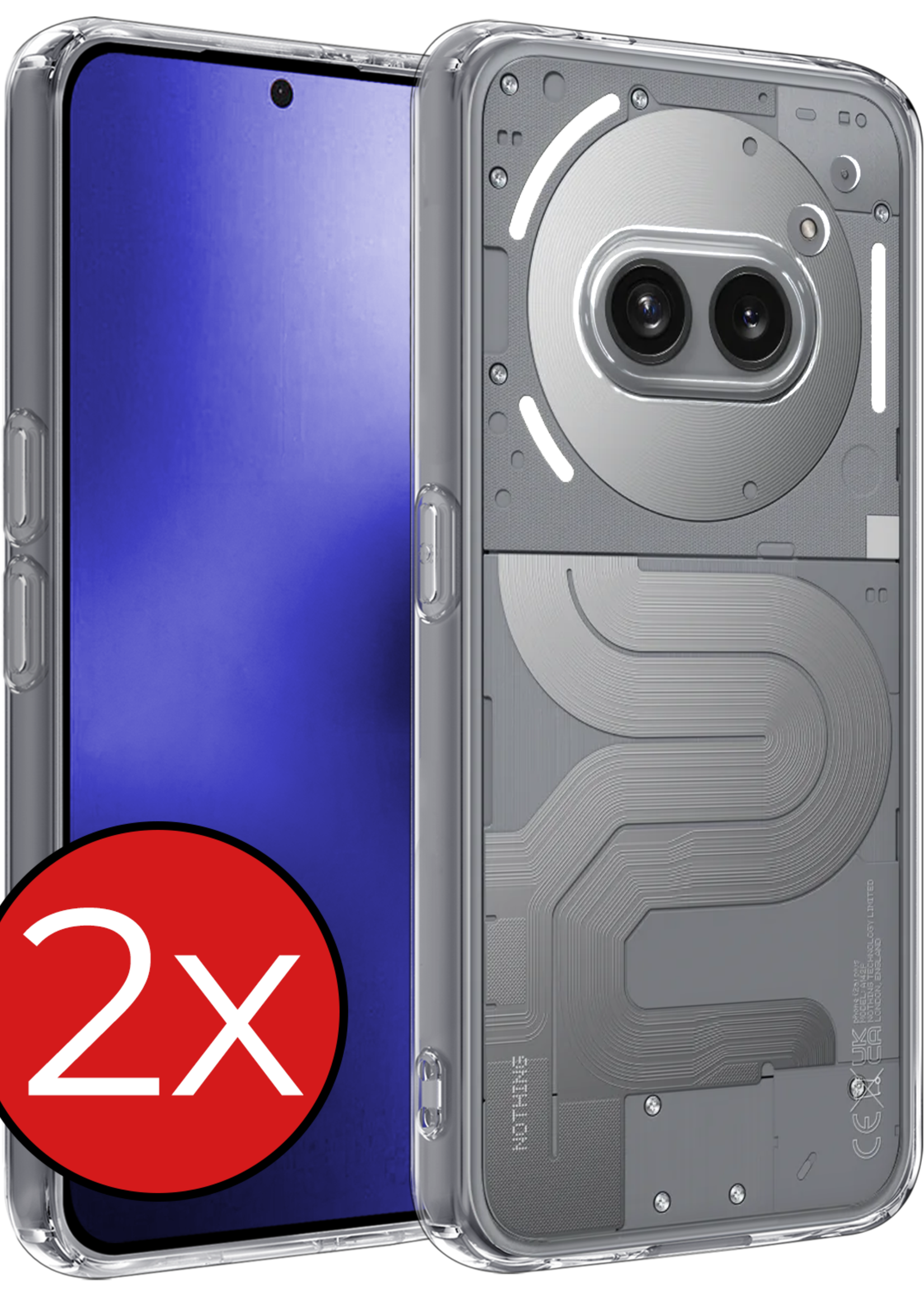 BTH BTH Nothing Phone (2a) Plus Hoesje Siliconen - Transparant - 2 PACK
