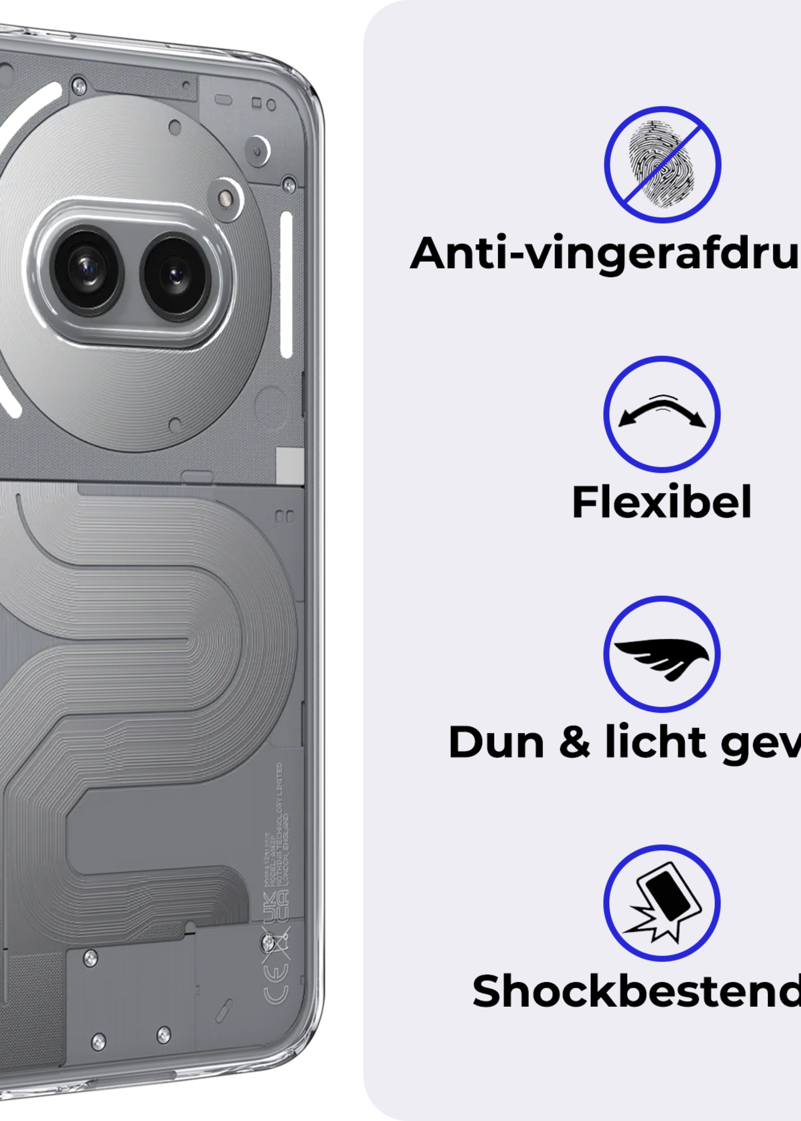 BTH BTH Nothing Phone (2a) Plus Hoesje Siliconen Met Screenprotector - Transparant