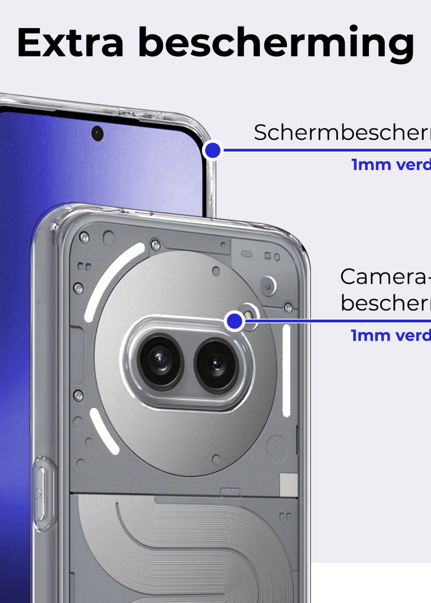 BTH BTH Nothing Phone (2a) Plus Hoesje Siliconen Met Screenprotector - Transparant