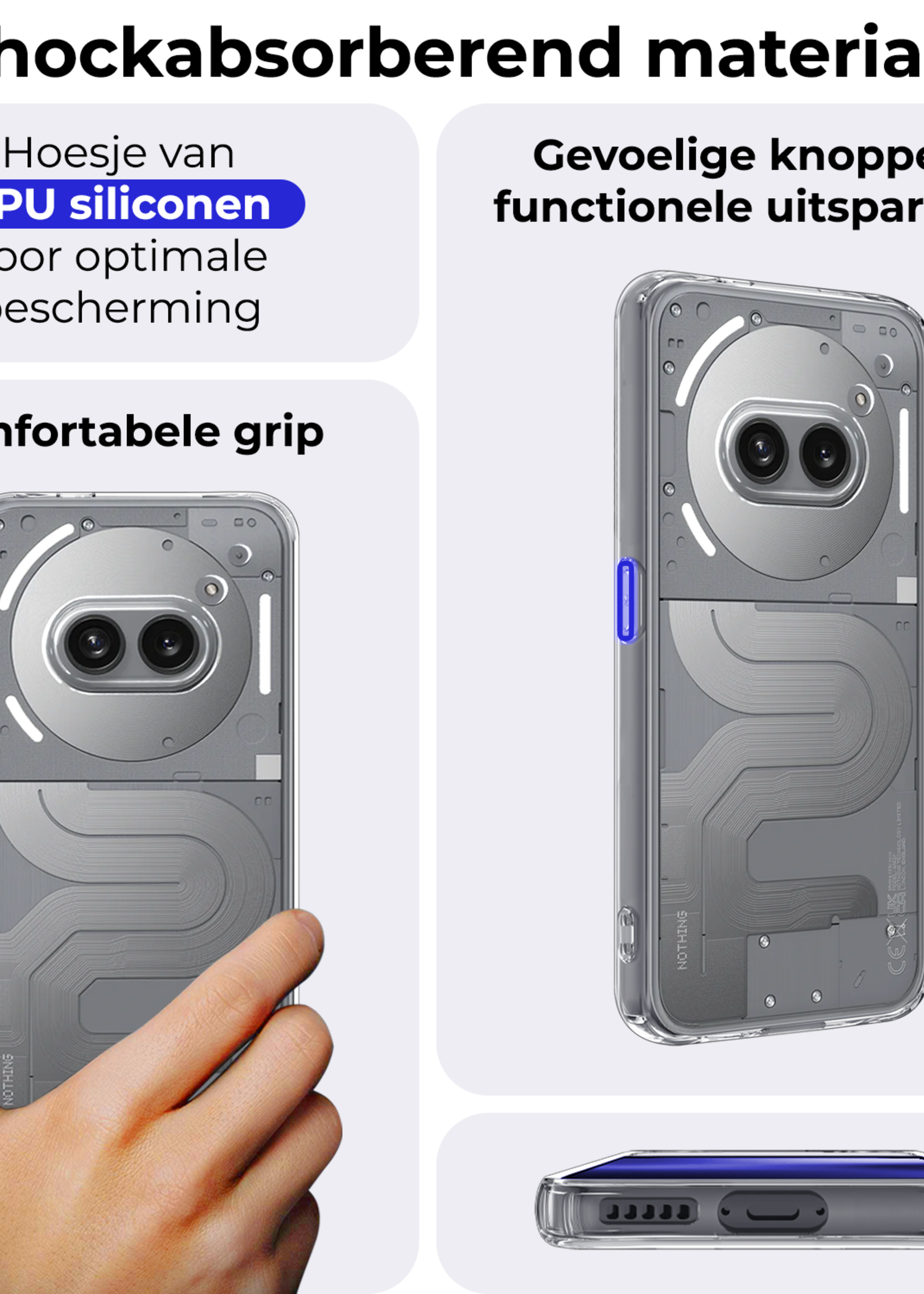 BTH BTH Nothing Phone (2a) Plus Hoesje Siliconen Met Screenprotector - Transparant