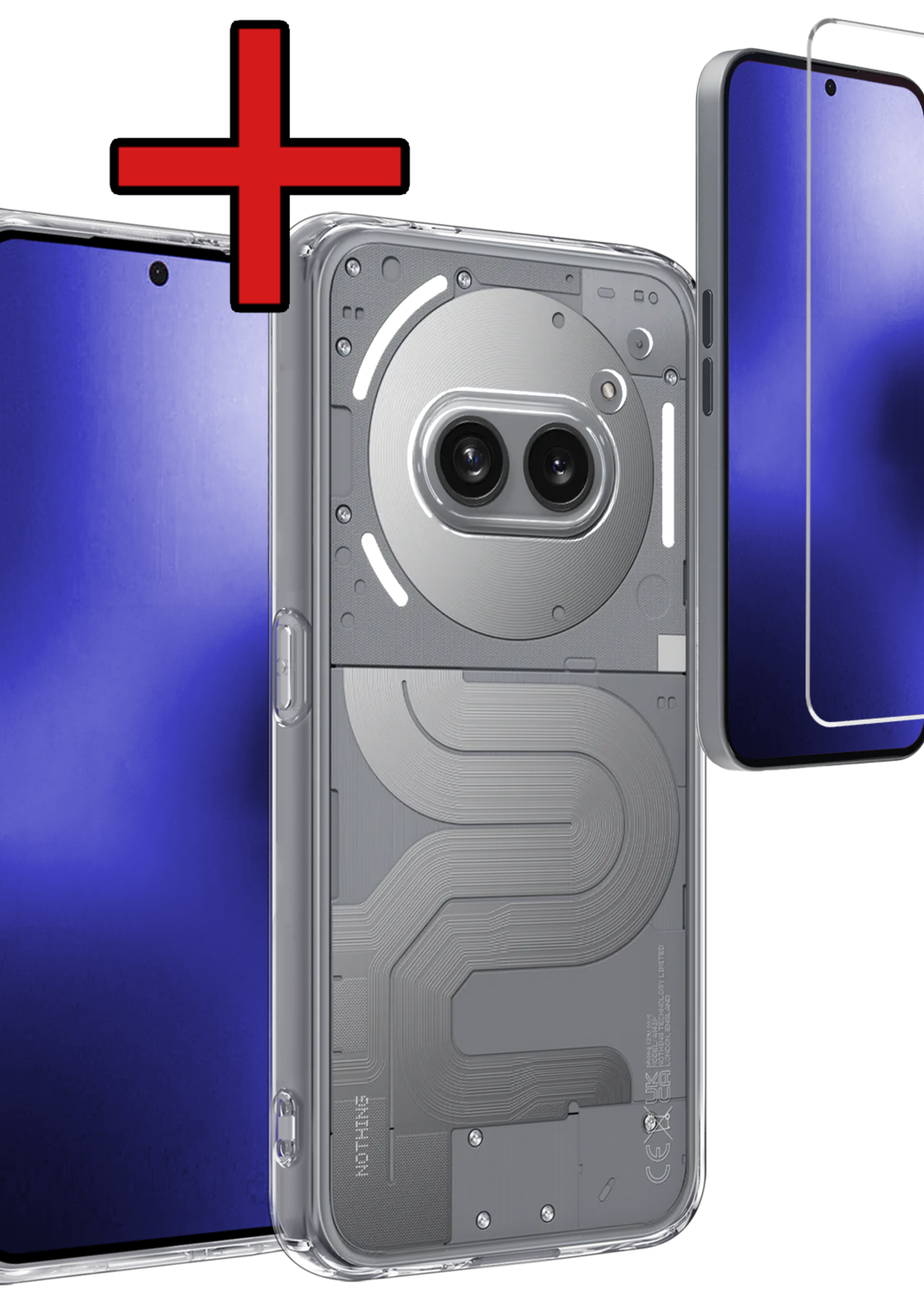 BTH BTH Nothing Phone (2a) Plus Hoesje Siliconen Met Screenprotector - Transparant