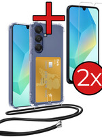 BTH BTH Samsung Galaxy A16 Hoesje Pashouder met Koord Met 2x Screenprotector