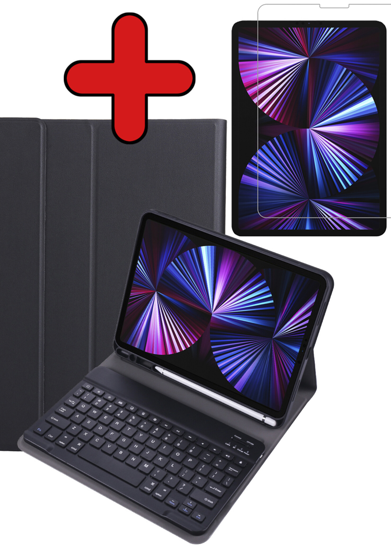 BTH BTH iPad Pro 11 inch (2022) Toetsenbordhoes Met Screenprotector - Zwart