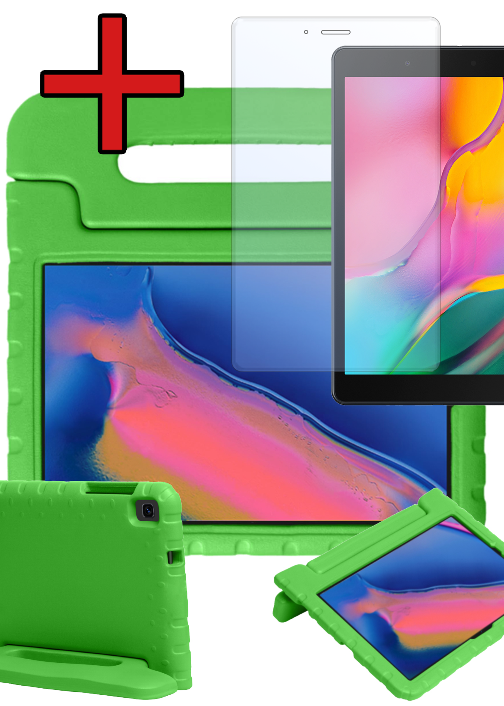 BTH BTH Samsung Galaxy Tab A 8.0 2019 (SM-T290 / SM-T295) Kinderhoes Met Screenprotector - Groen