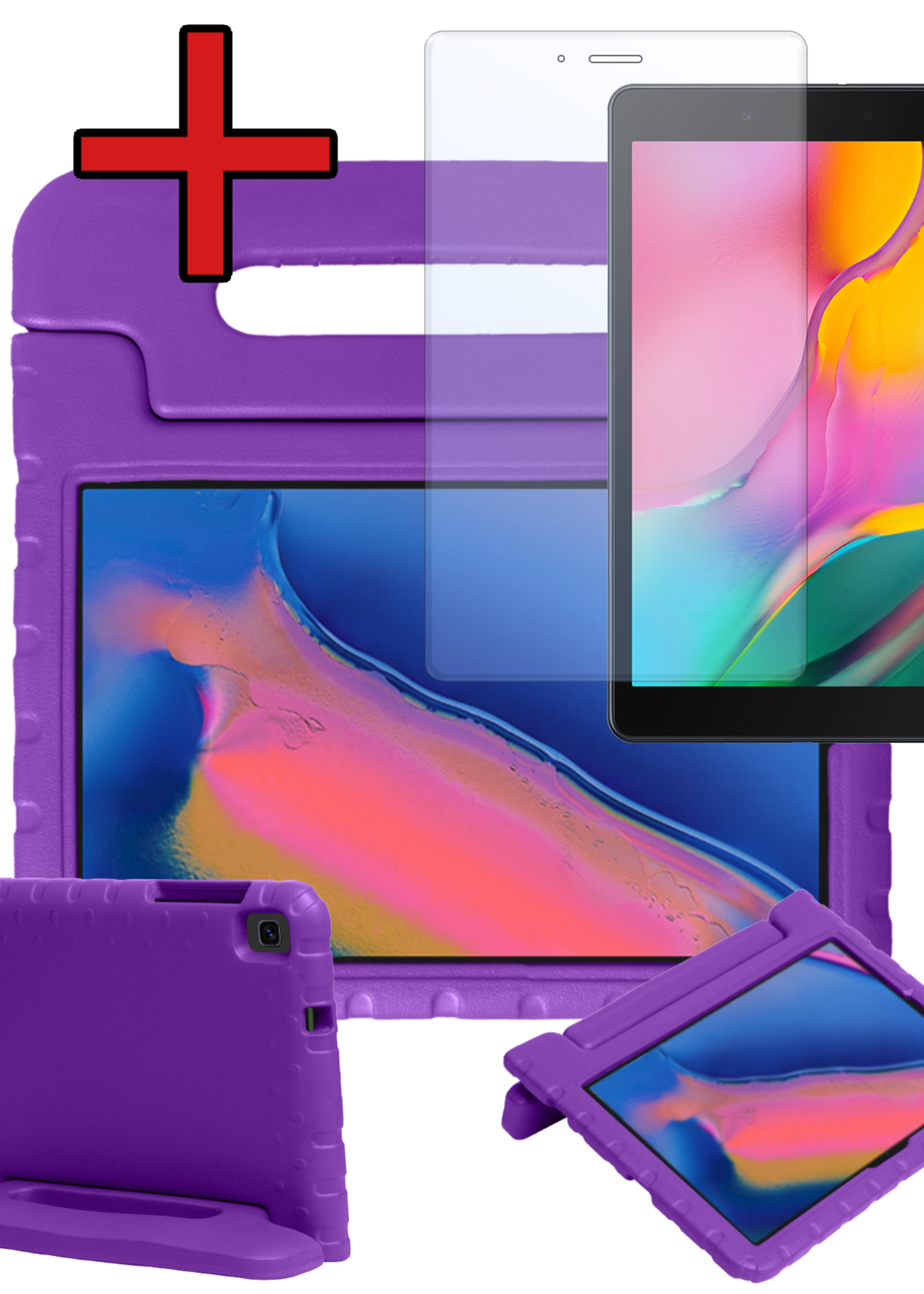 BTH BTH Samsung Galaxy Tab A 8.0 2019 (SM-T290 / SM-T295) Kinderhoes Met Screenprotector - Paars