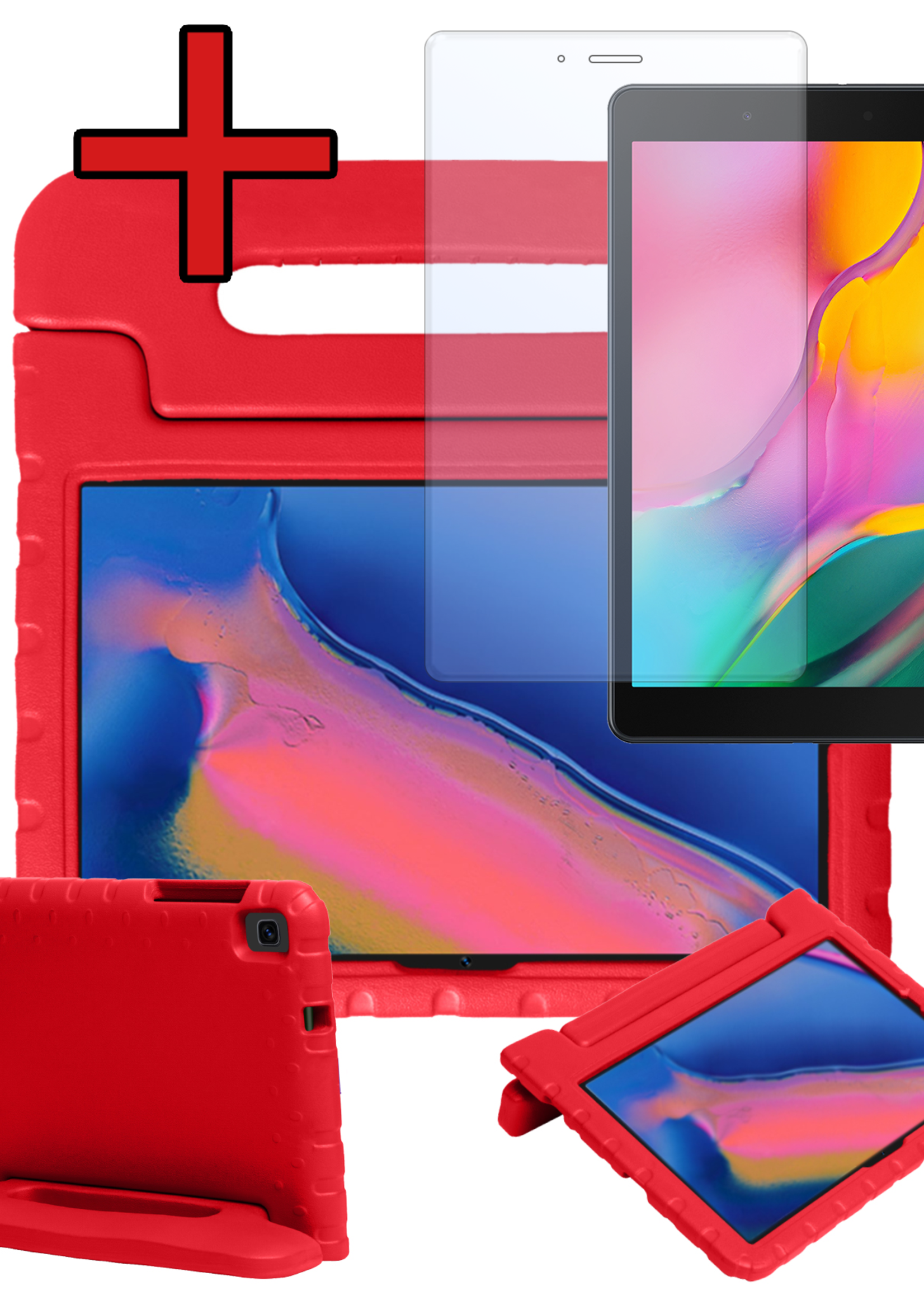 BTH BTH Samsung Galaxy Tab A 8.0 2019 (SM-T290 / SM-T295) Kinderhoes Met Screenprotector - Rood