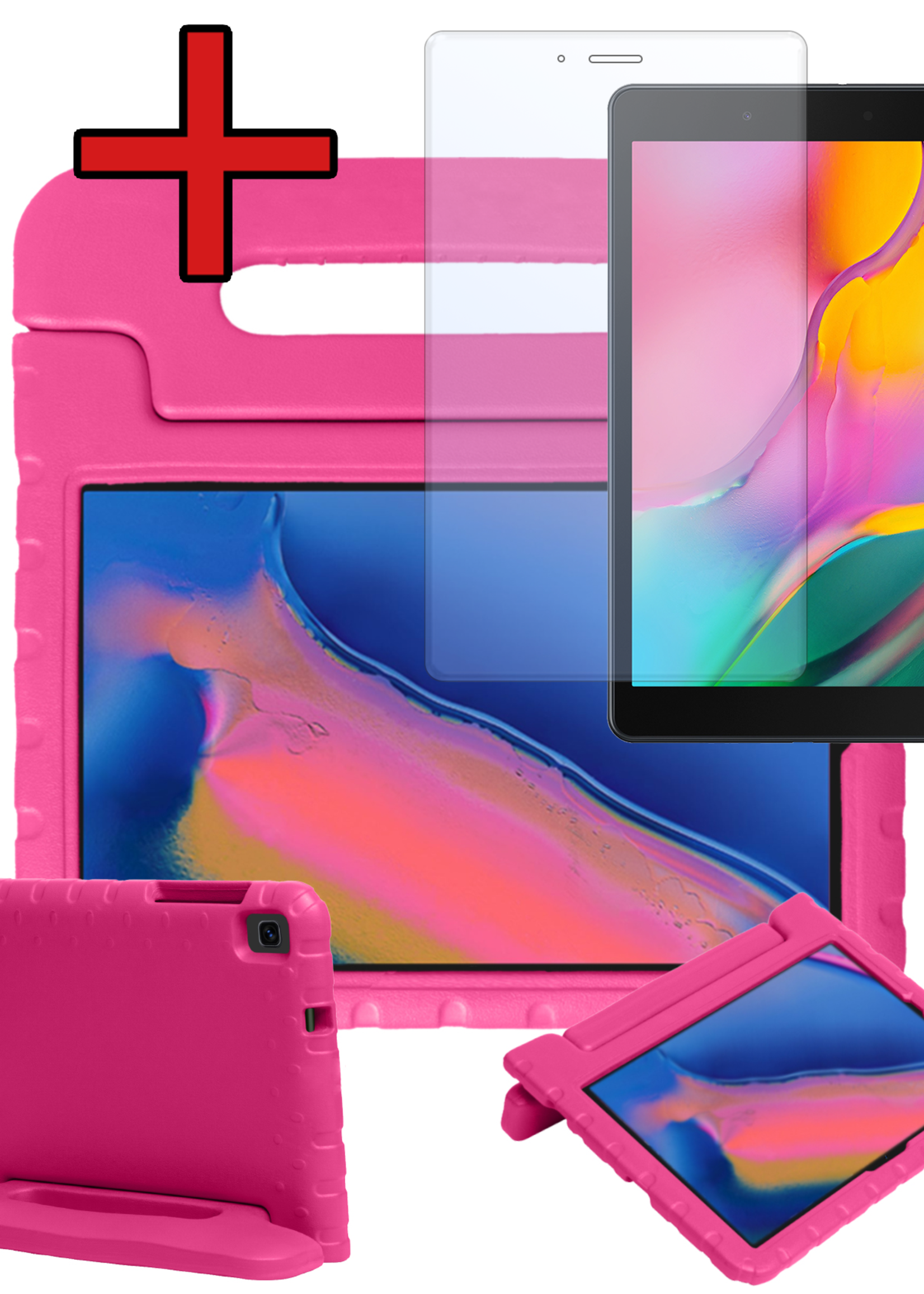 BTH BTH Samsung Galaxy Tab A 8.0 2019 (SM-T290 / SM-T295) Kinderhoes Met Screenprotector - Roze