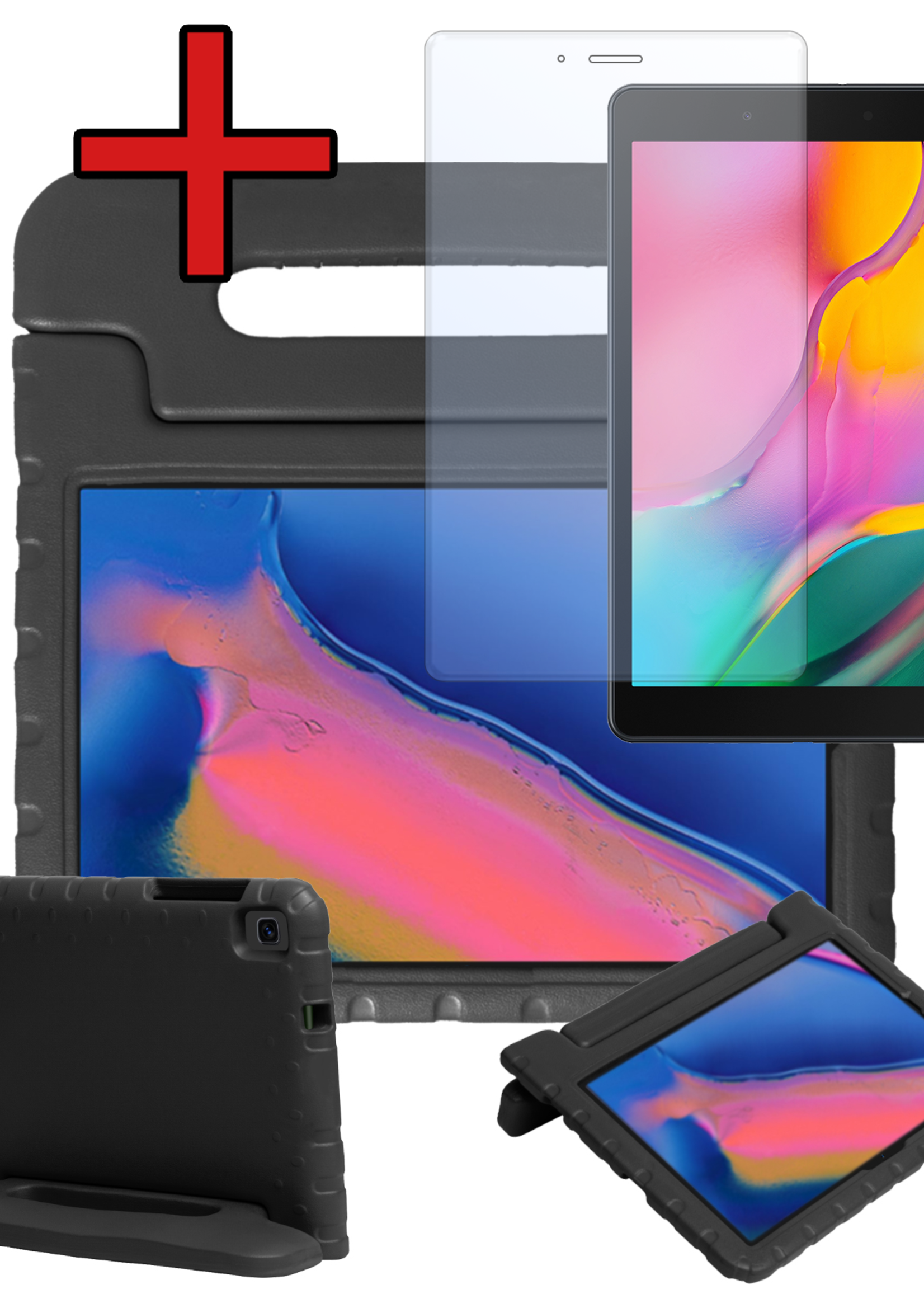 BTH BTH Samsung Galaxy Tab A 8.0 2019 (SM-T290 / SM-T295) Kinderhoes Met Screenprotector - Zwart