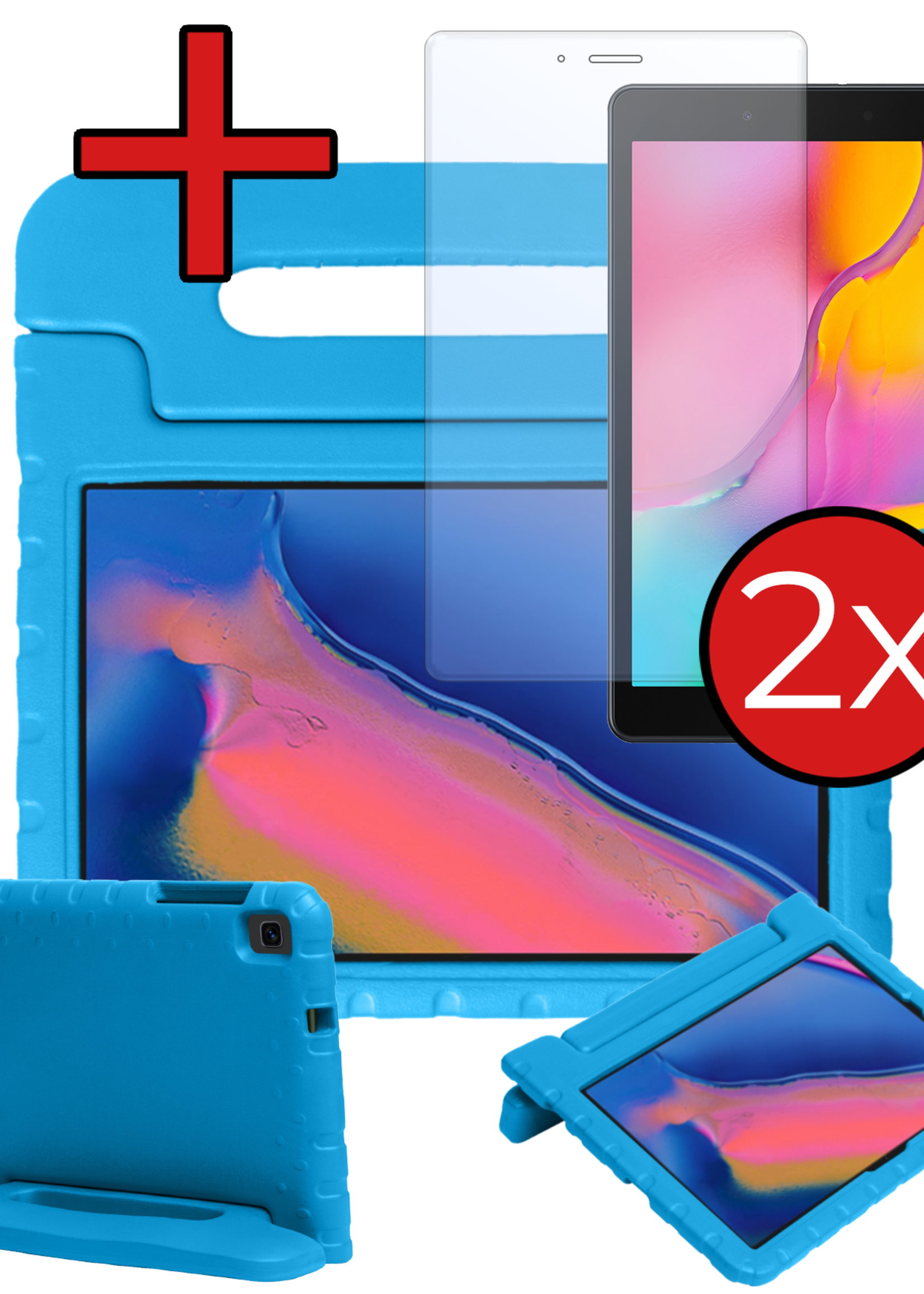 BTH BTH Samsung Galaxy Tab A 8.0 2019 (SM-T290 / SM-T295) Kinderhoes Met 2x Screenprotector - Blauw