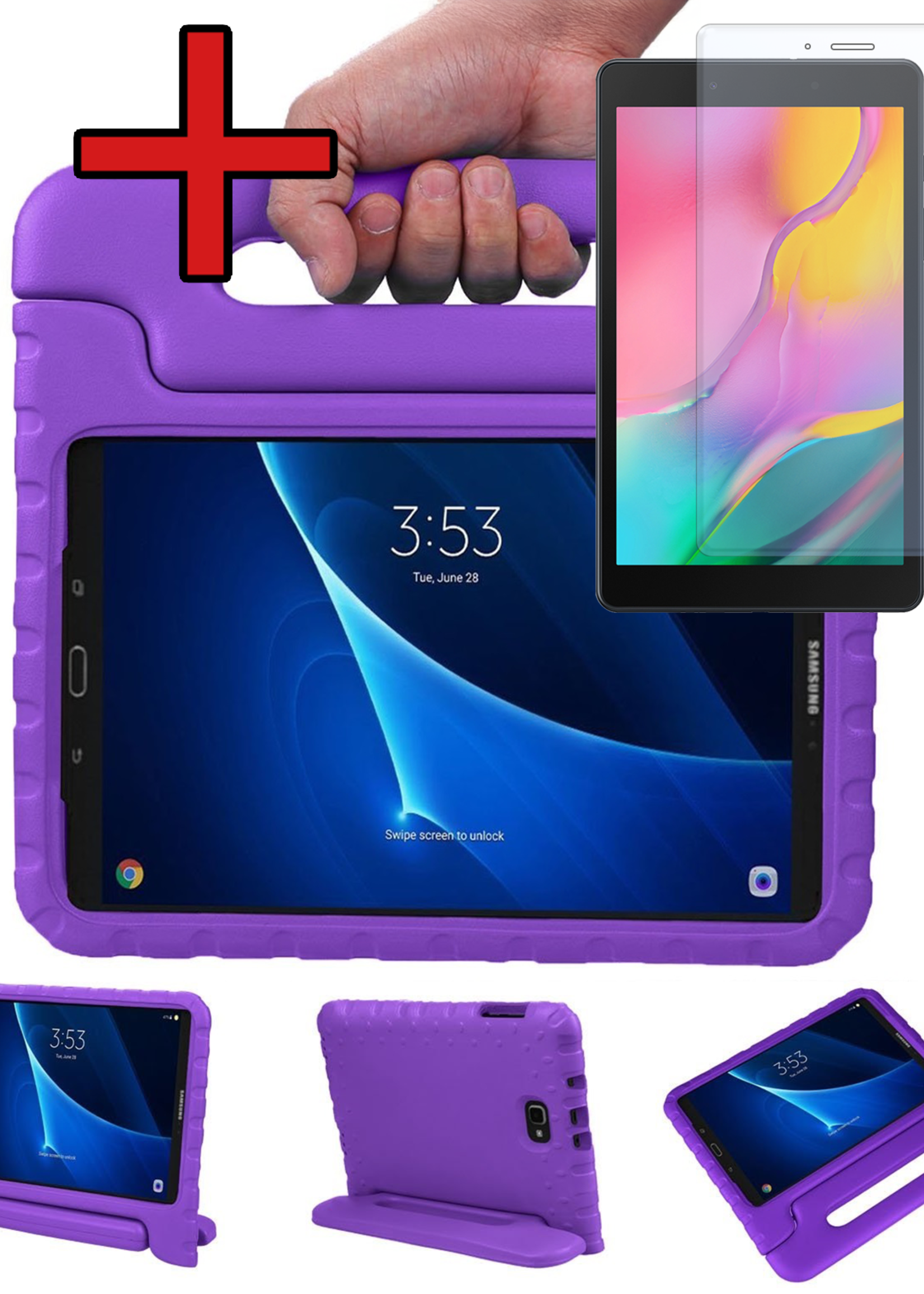 BTH BTH Samsung Galaxy Tab A 10.1 2016 Kinderhoes Met Screenprotector - Paars