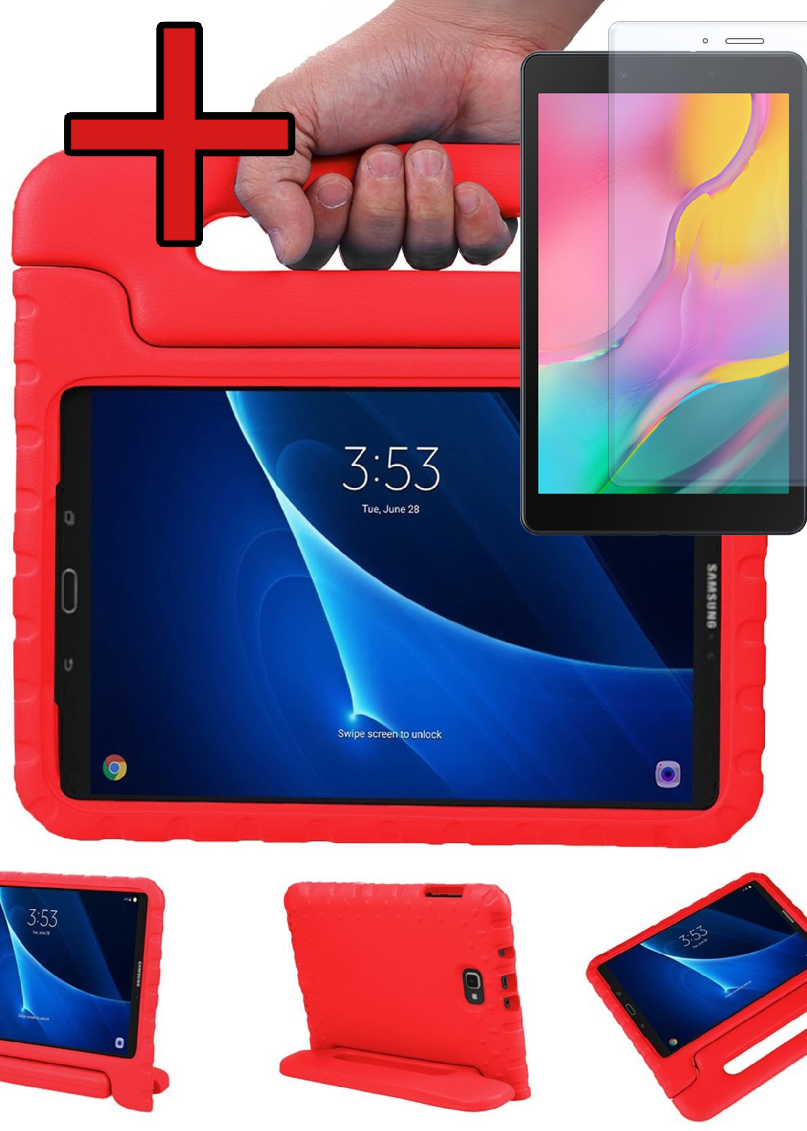 BTH BTH Samsung Galaxy Tab A 10.1 2016 Kinderhoes Met Screenprotector - Rood