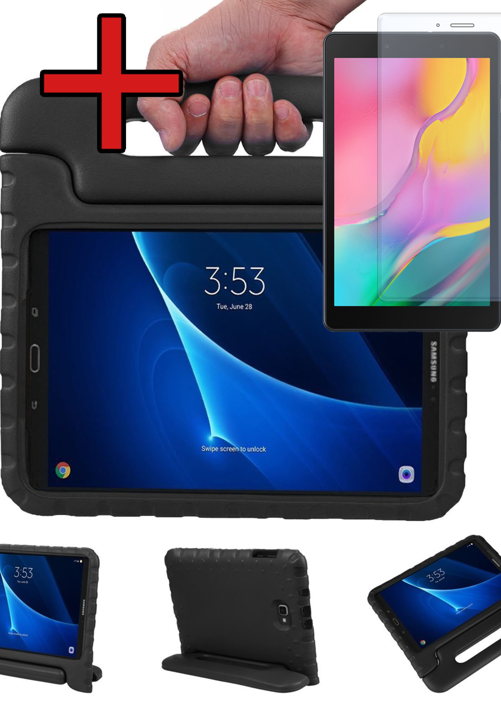 BTH BTH Samsung Galaxy Tab A 10.1 2016 Kinderhoes Met Screenprotector - Zwart
