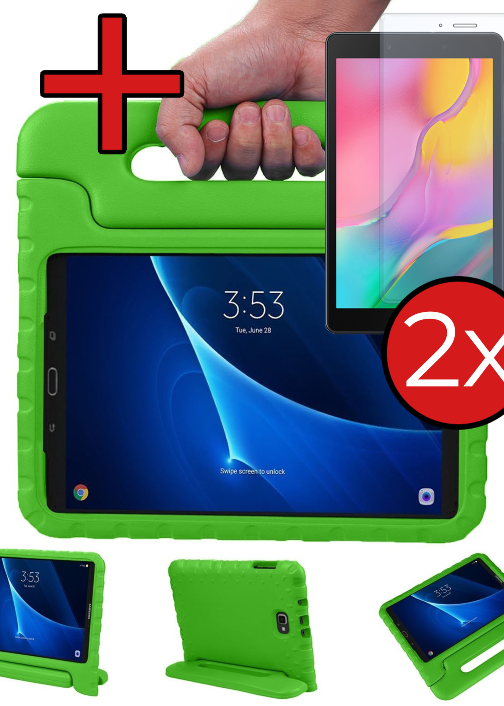 BTH BTH Samsung Galaxy Tab A 10.1 2016 Kinderhoes Met 2x Screenprotector - Groen