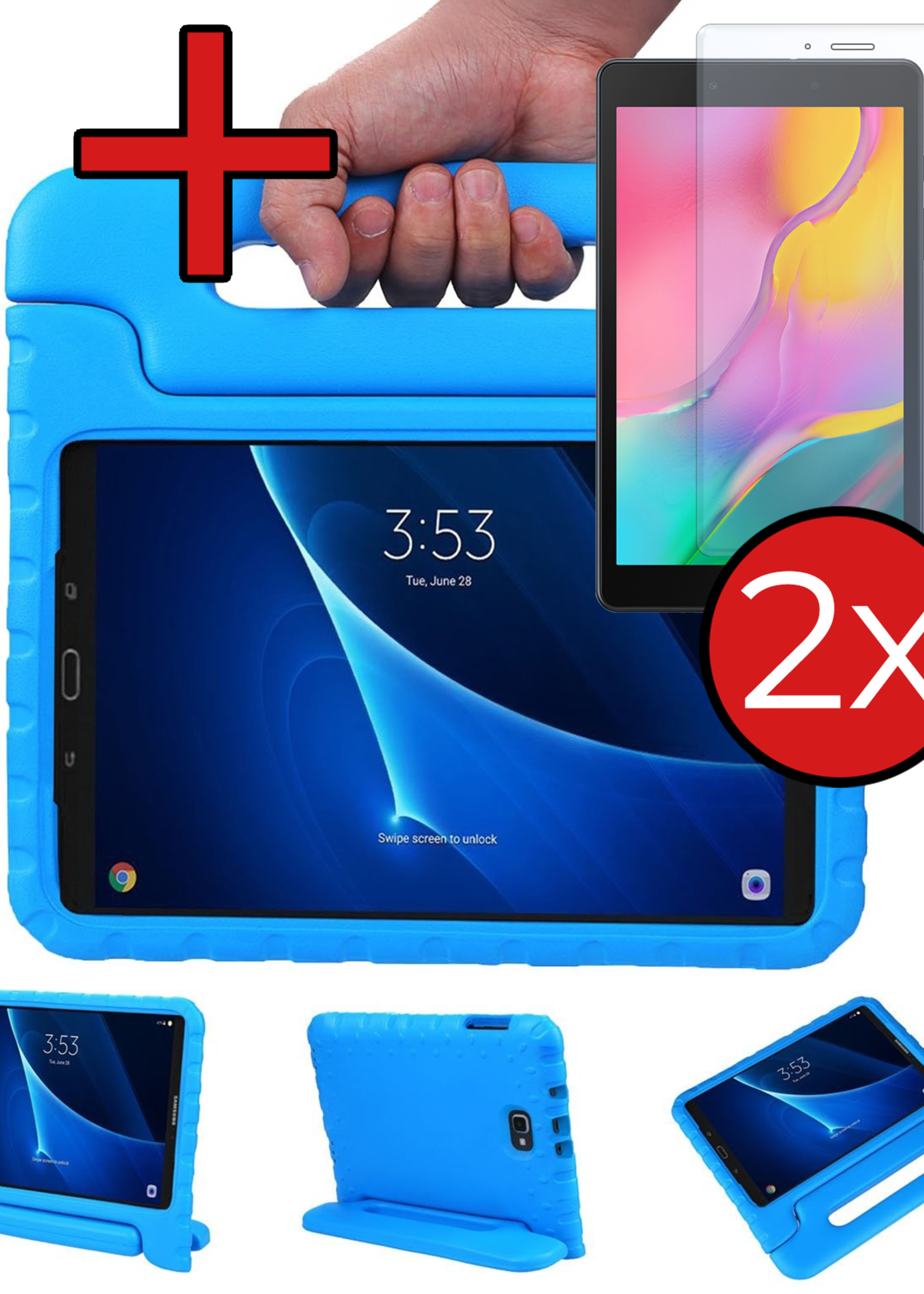 BTH BTH Samsung Galaxy Tab A 10.1 2016 Kinderhoes Met 2x Screenprotector - Blauw