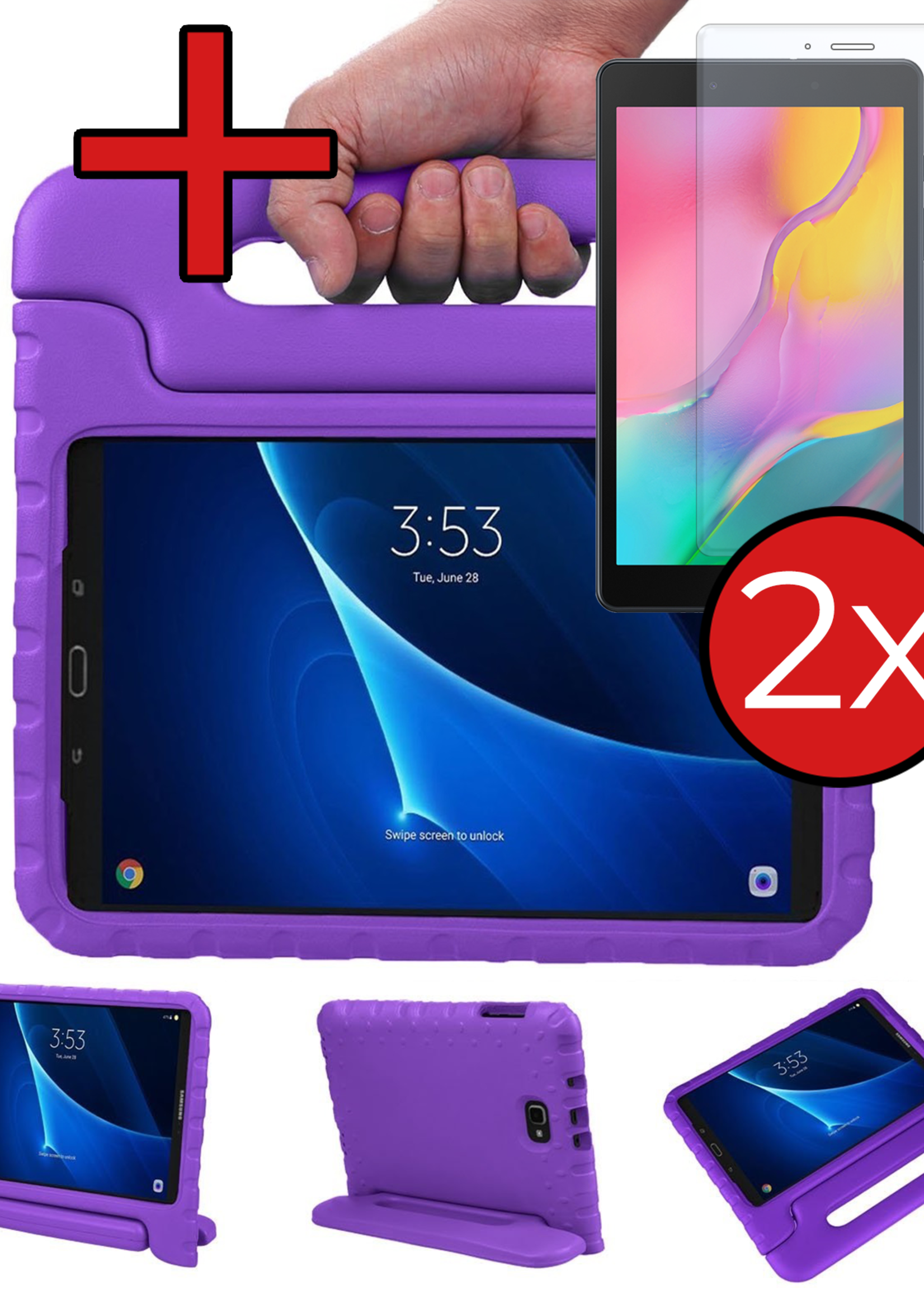 BTH BTH Samsung Galaxy Tab A 10.1 2016 Kinderhoes Met 2x Screenprotector - Paars